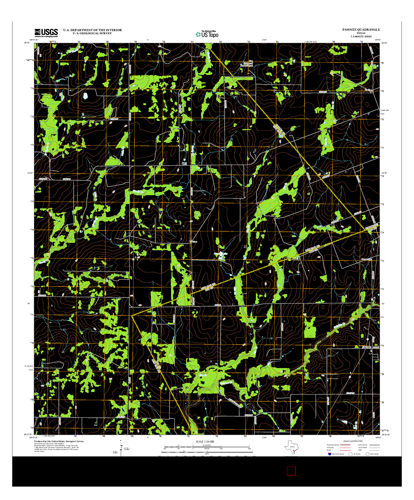 USGS US TOPO 7.5-MINUTE MAP FOR PAWNEE, TX 2012