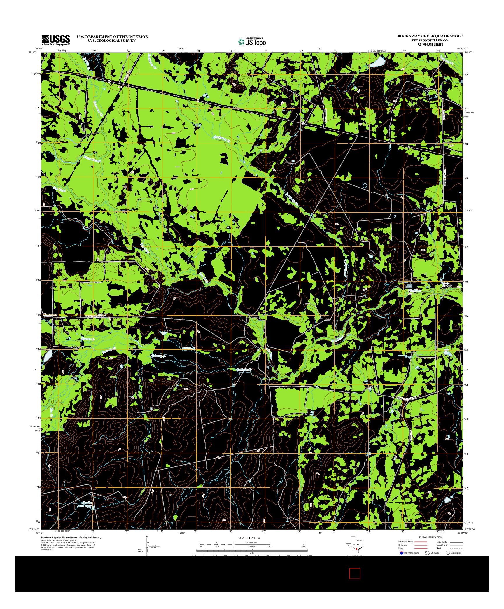 USGS US TOPO 7.5-MINUTE MAP FOR ROCKAWAY CREEK, TX 2012