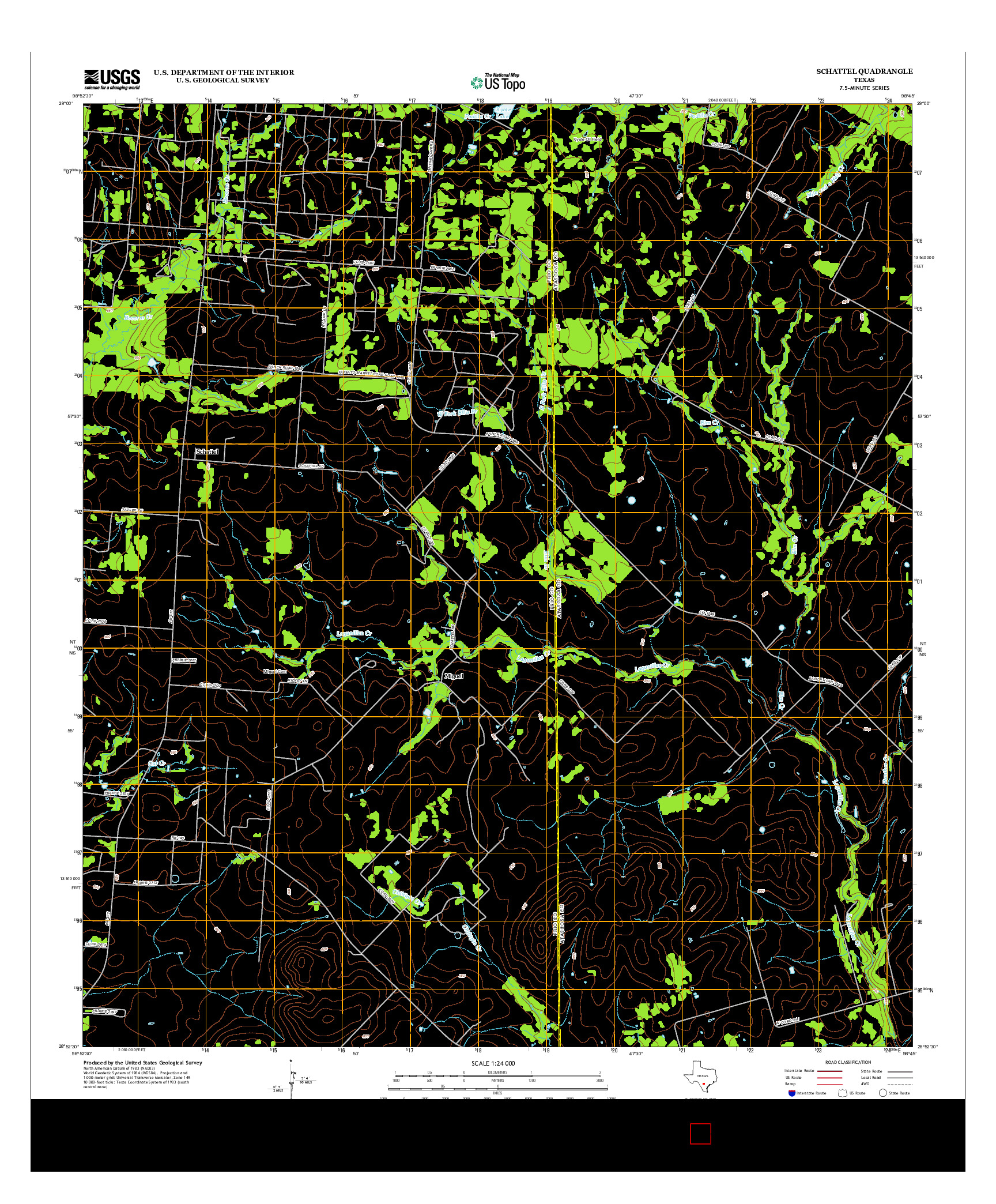 USGS US TOPO 7.5-MINUTE MAP FOR SCHATTEL, TX 2012