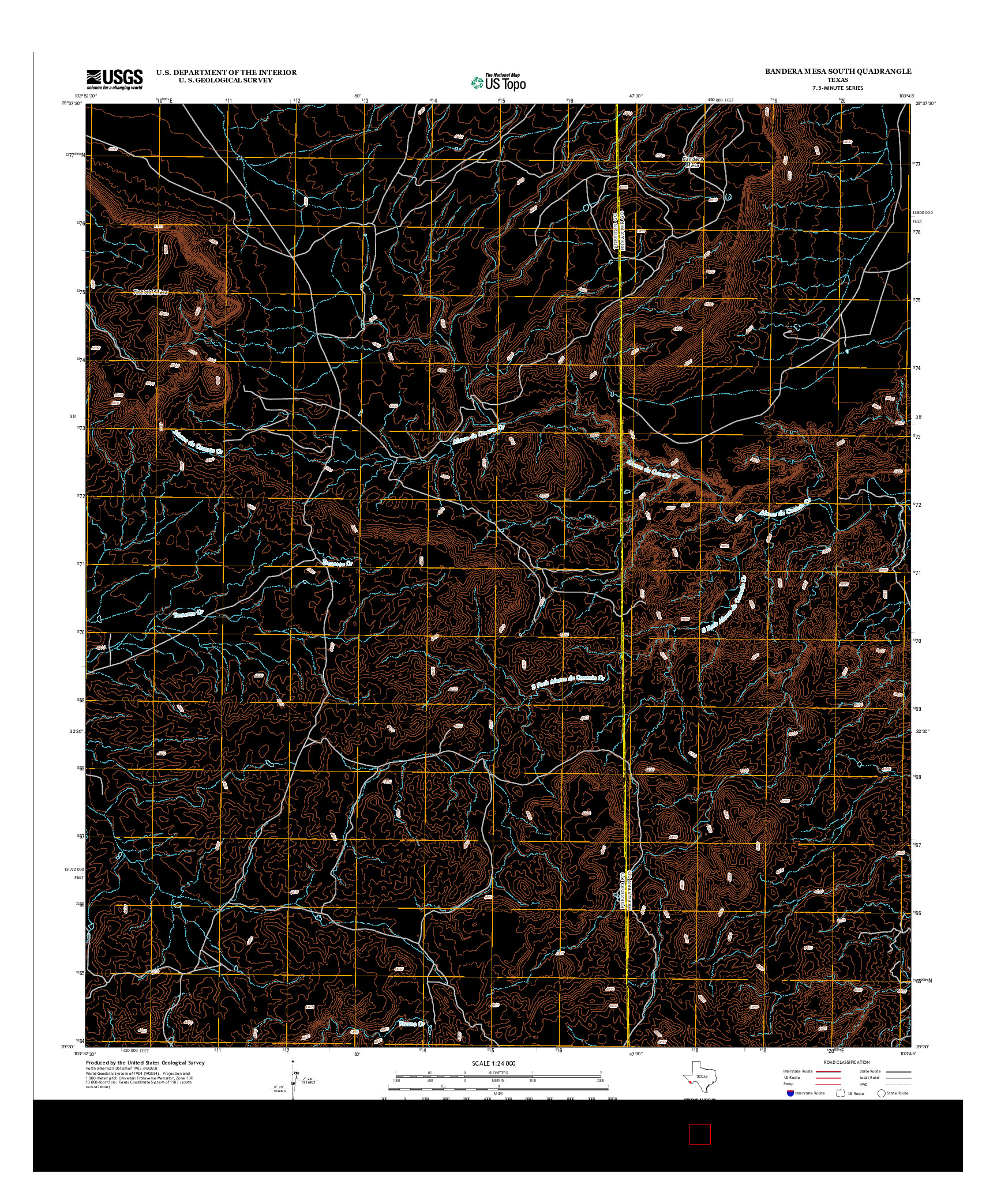 USGS US TOPO 7.5-MINUTE MAP FOR BANDERA MESA SOUTH, TX 2012