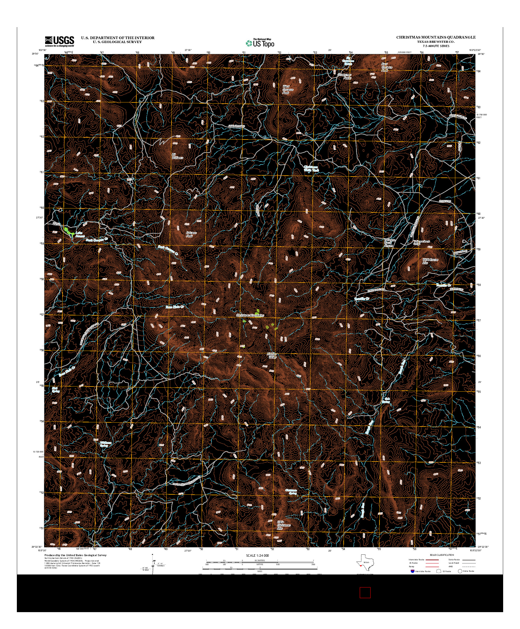 USGS US TOPO 7.5-MINUTE MAP FOR CHRISTMAS MOUNTAINS, TX 2012
