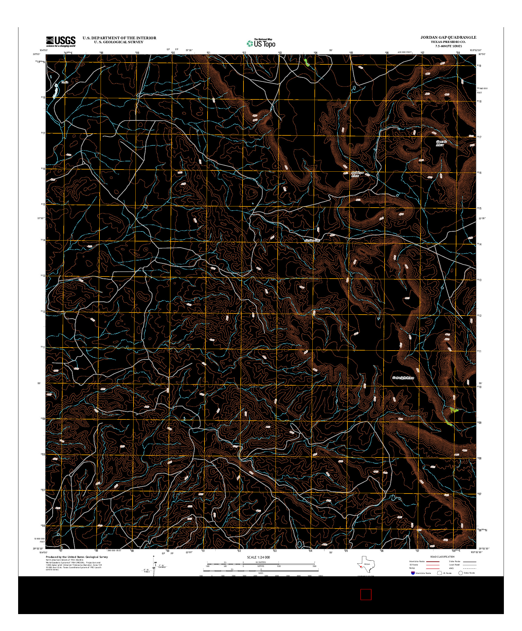 USGS US TOPO 7.5-MINUTE MAP FOR JORDAN GAP, TX 2012
