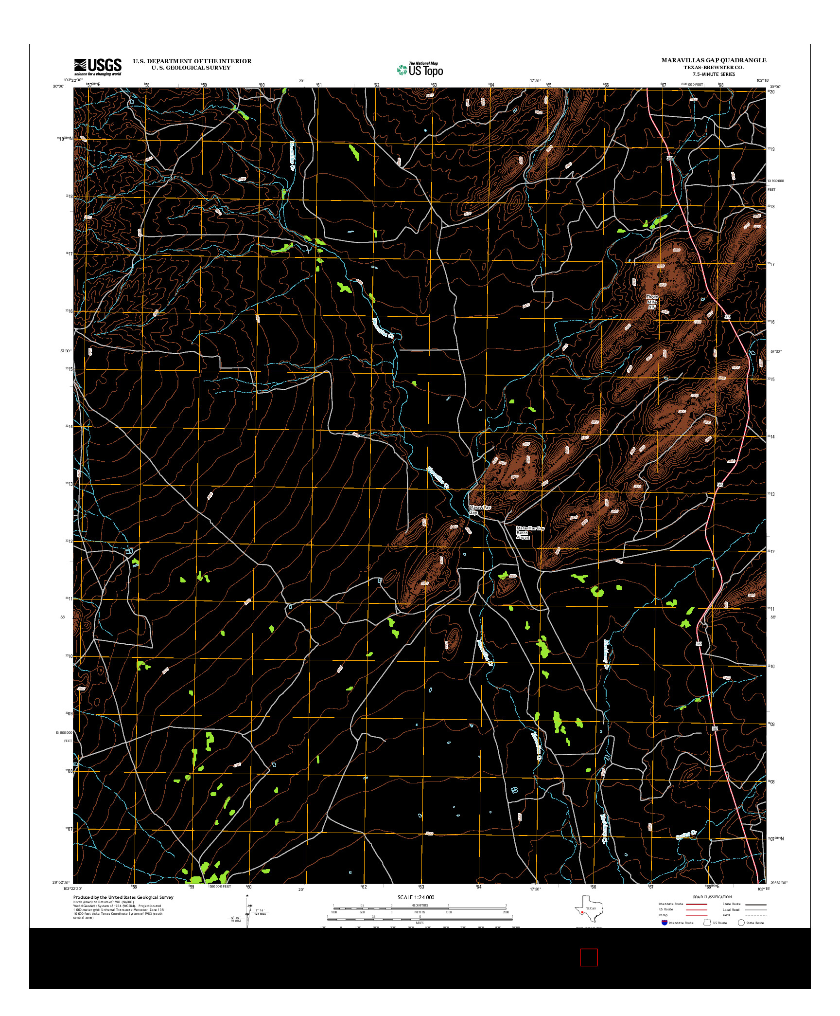USGS US TOPO 7.5-MINUTE MAP FOR MARAVILLAS GAP, TX 2012