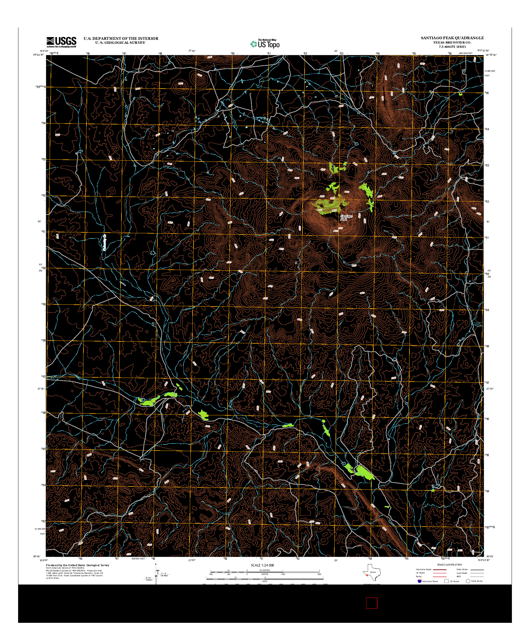 USGS US TOPO 7.5-MINUTE MAP FOR SANTIAGO PEAK, TX 2012