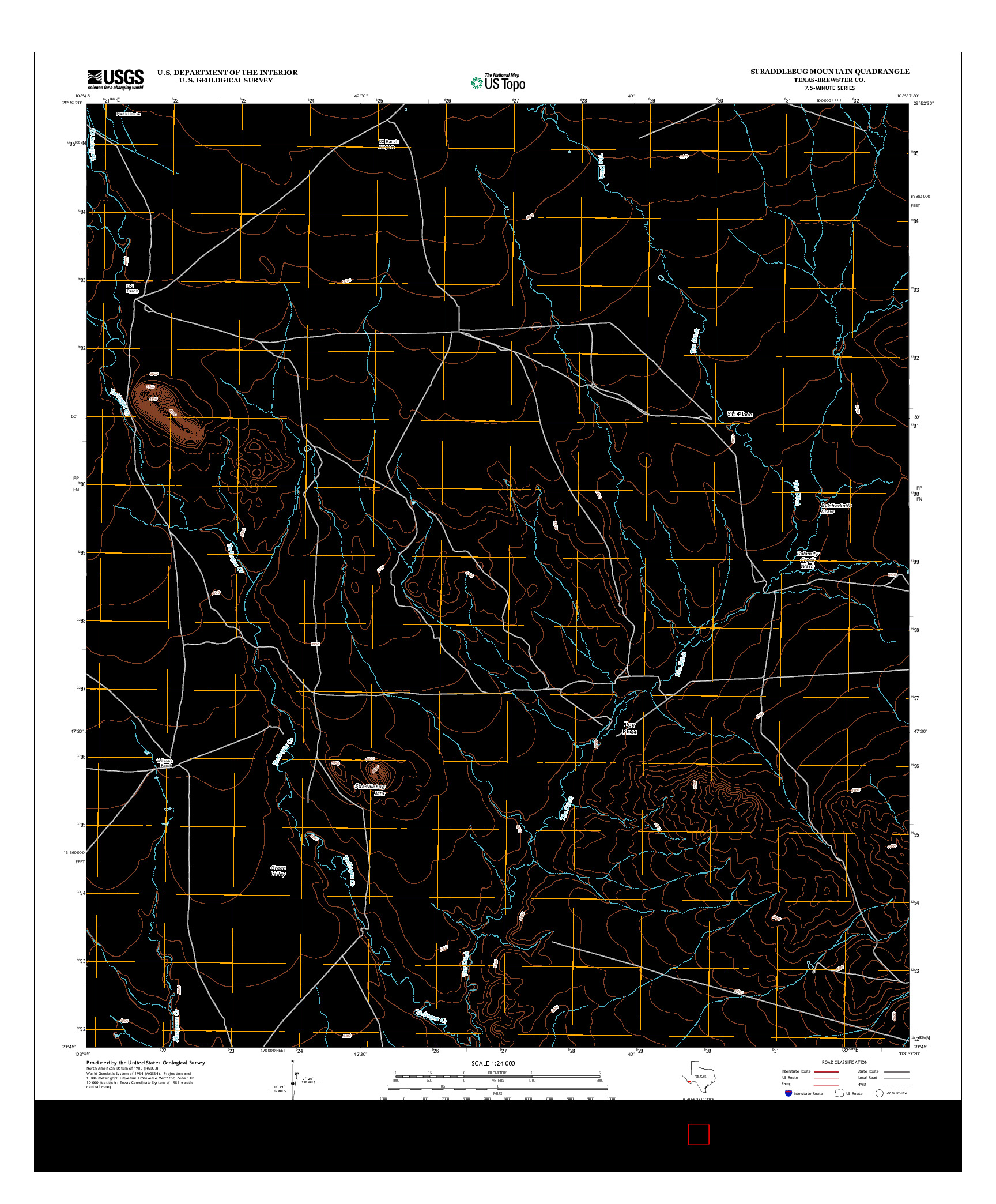 USGS US TOPO 7.5-MINUTE MAP FOR STRADDLEBUG MOUNTAIN, TX 2012
