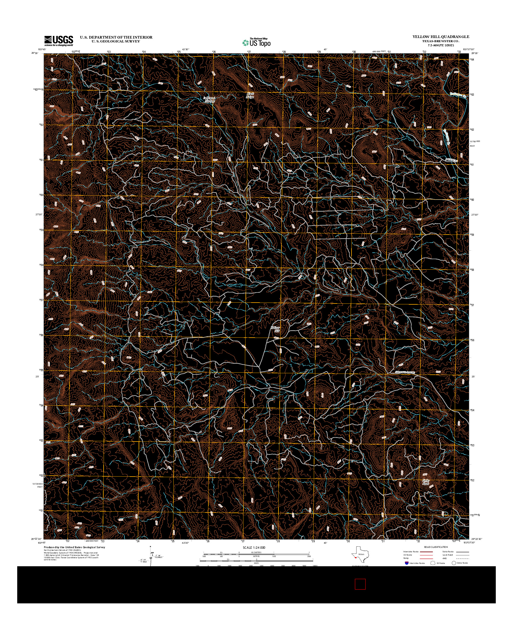 USGS US TOPO 7.5-MINUTE MAP FOR YELLOW HILL, TX 2012