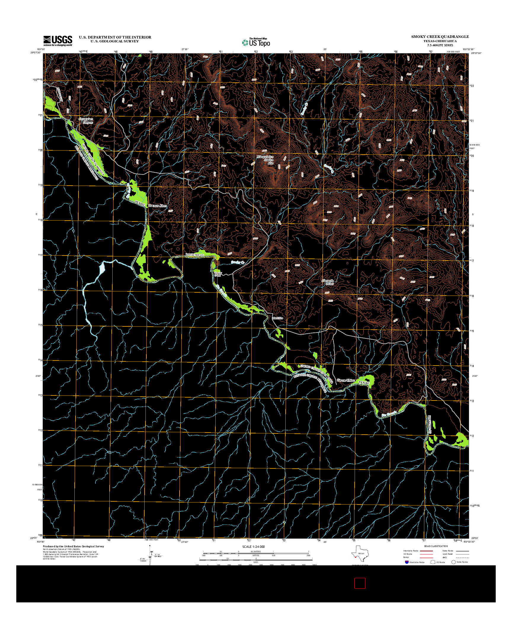 USGS US TOPO 7.5-MINUTE MAP FOR SMOKY CREEK, TX-CHH 2012