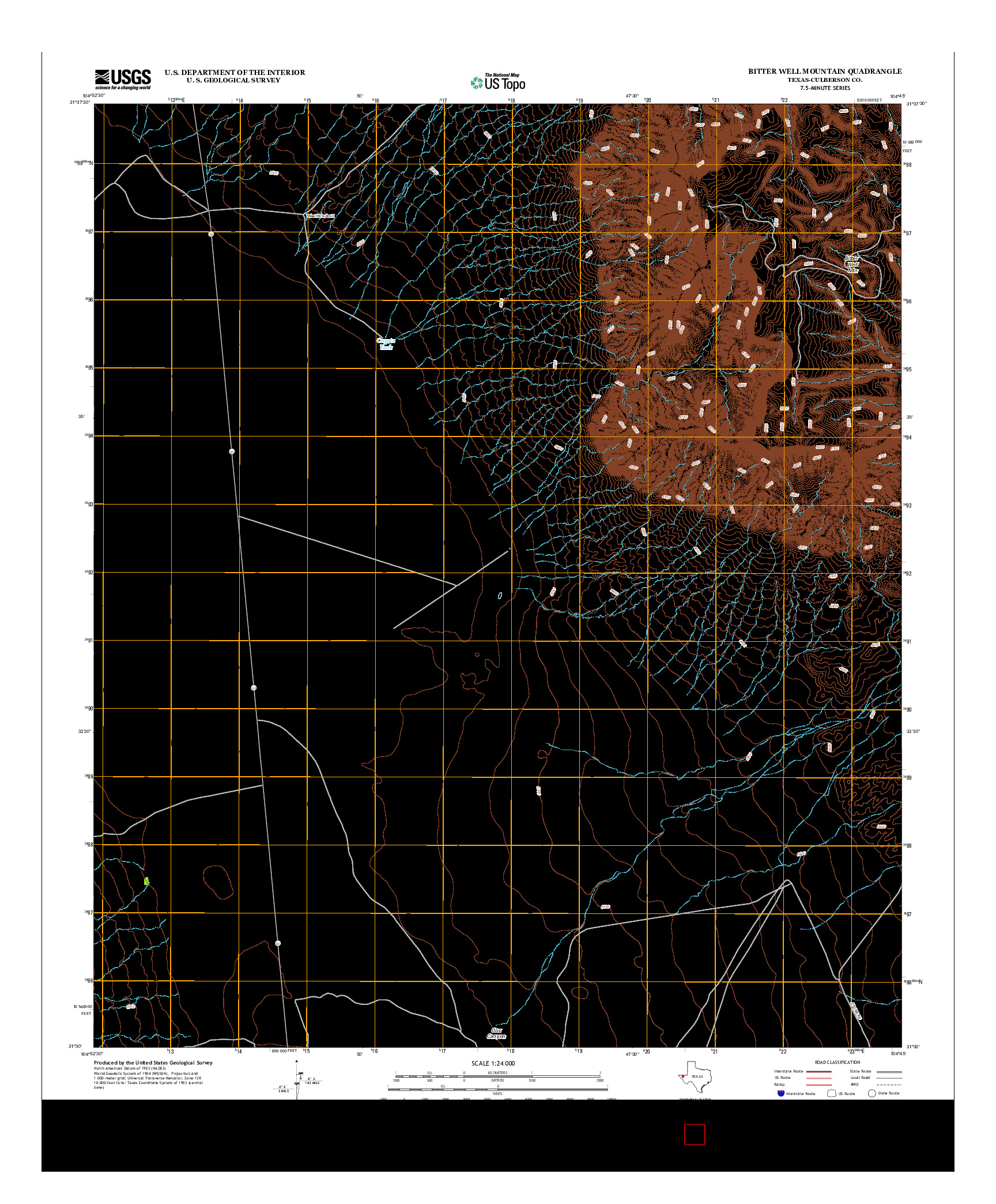 USGS US TOPO 7.5-MINUTE MAP FOR BITTER WELL MOUNTAIN, TX 2012