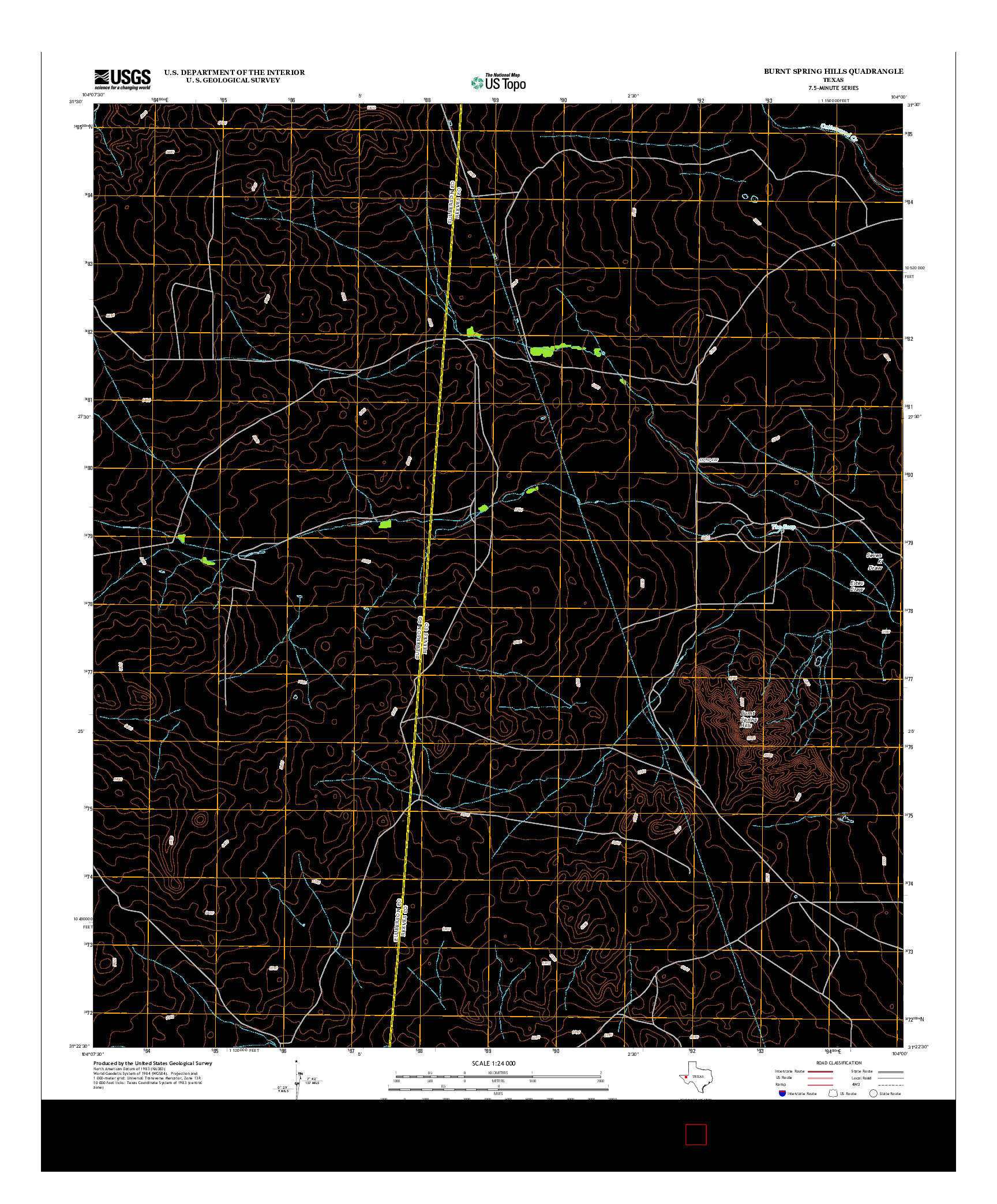 USGS US TOPO 7.5-MINUTE MAP FOR BURNT SPRING HILLS, TX 2012