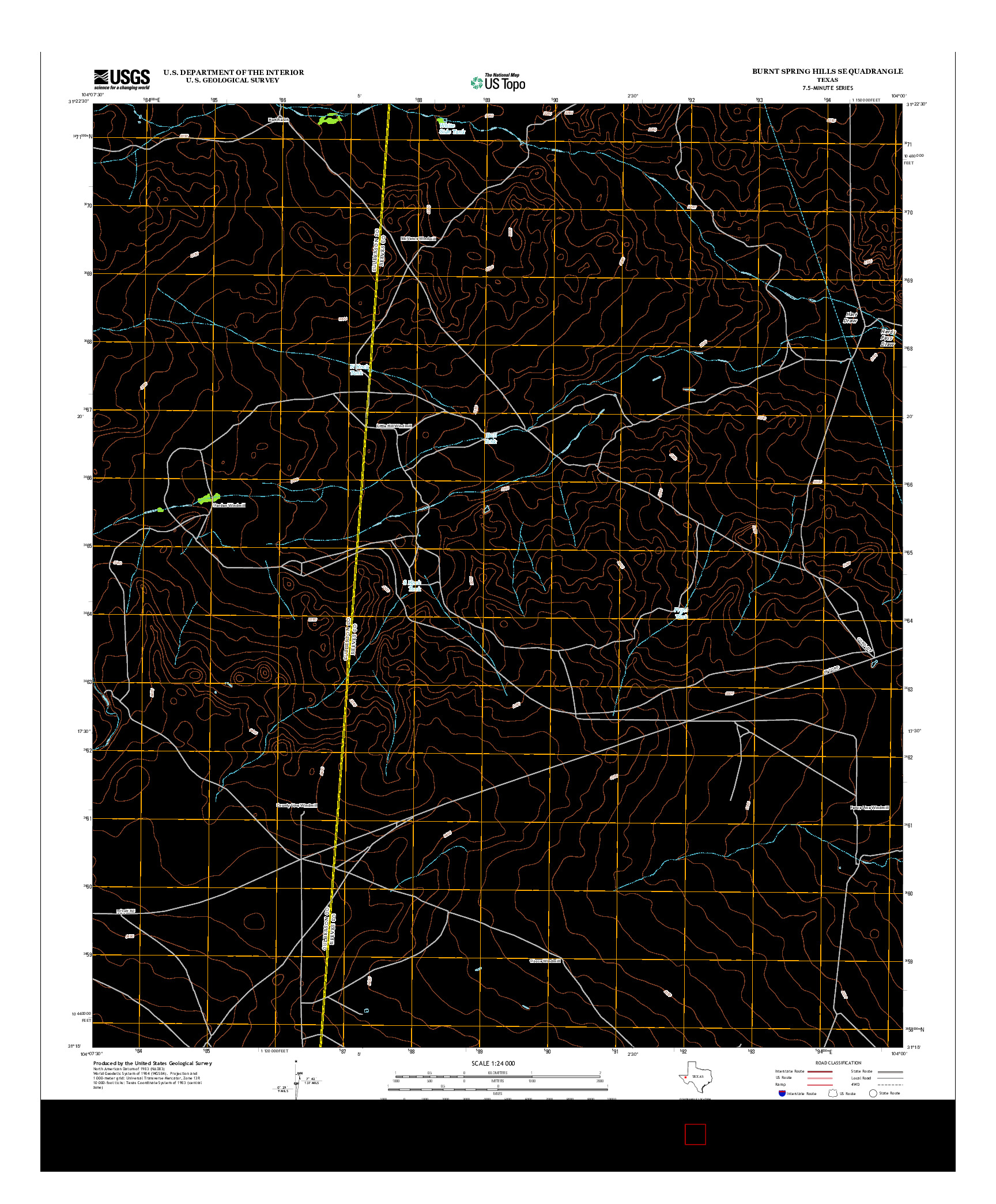 USGS US TOPO 7.5-MINUTE MAP FOR BURNT SPRING HILLS SE, TX 2012
