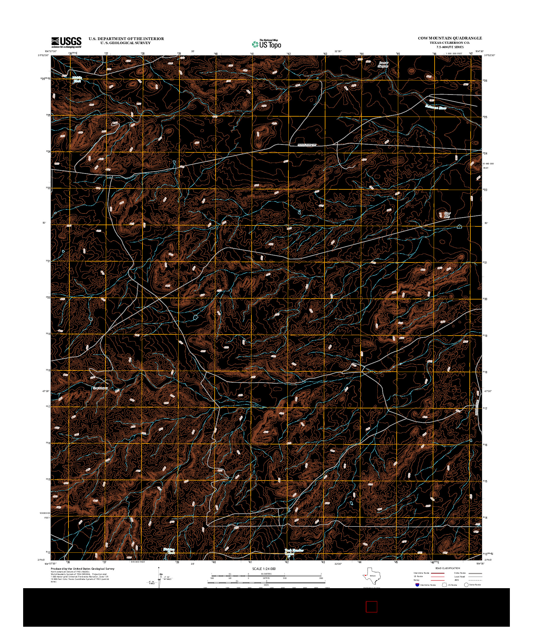 USGS US TOPO 7.5-MINUTE MAP FOR COW MOUNTAIN, TX 2012