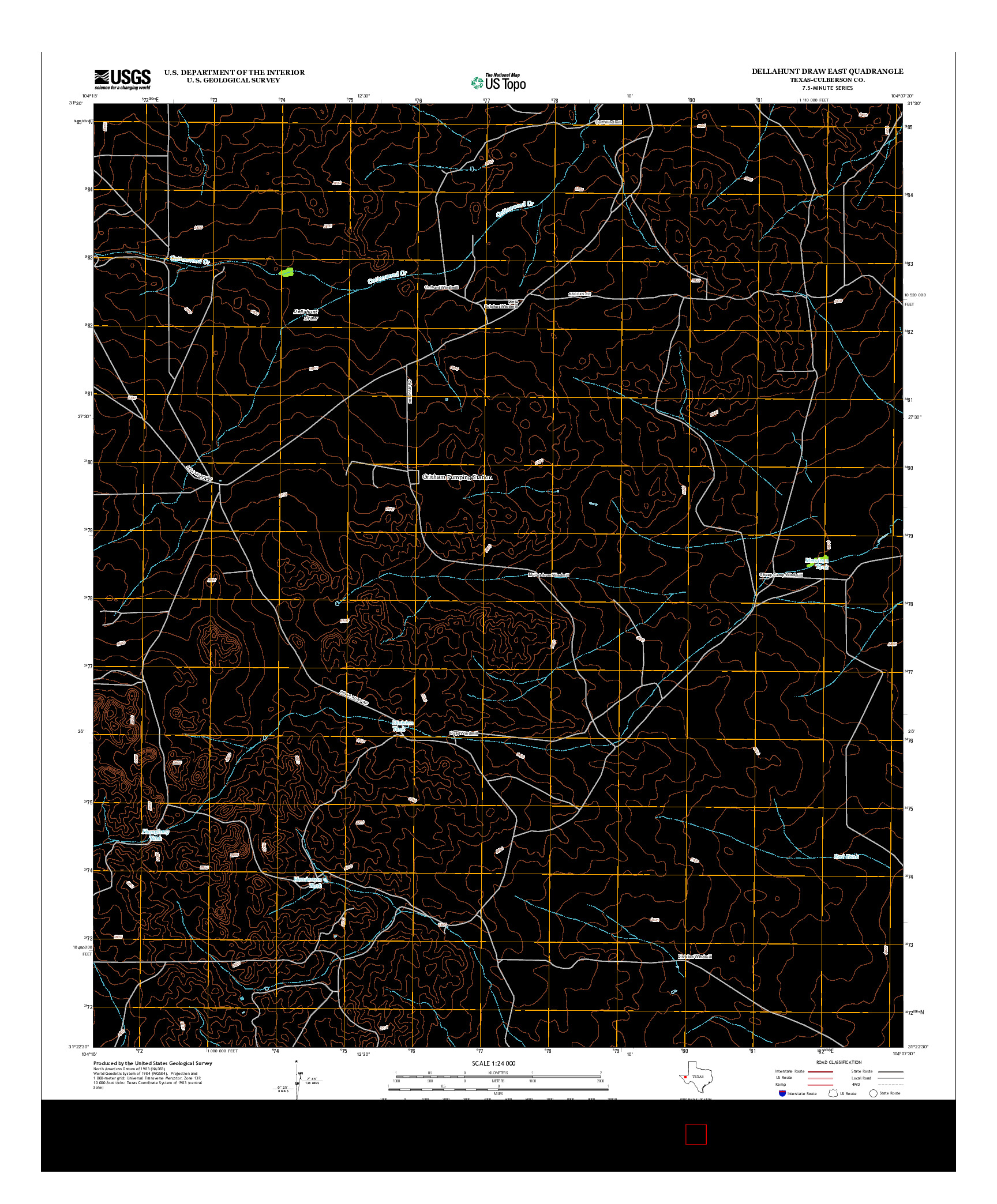 USGS US TOPO 7.5-MINUTE MAP FOR DELLAHUNT DRAW EAST, TX 2012