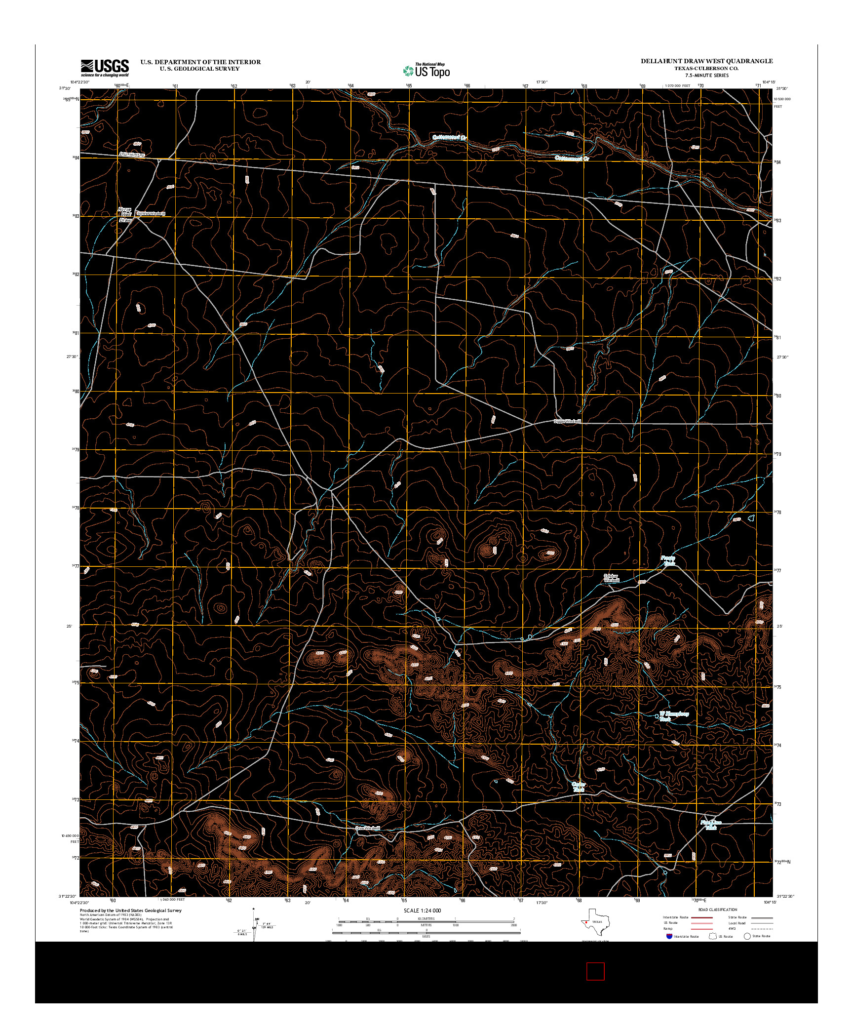 USGS US TOPO 7.5-MINUTE MAP FOR DELLAHUNT DRAW WEST, TX 2012