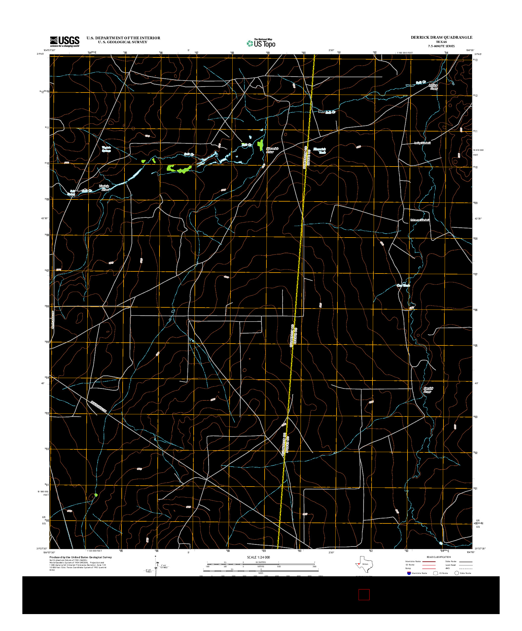 USGS US TOPO 7.5-MINUTE MAP FOR DERRICK DRAW, TX 2012