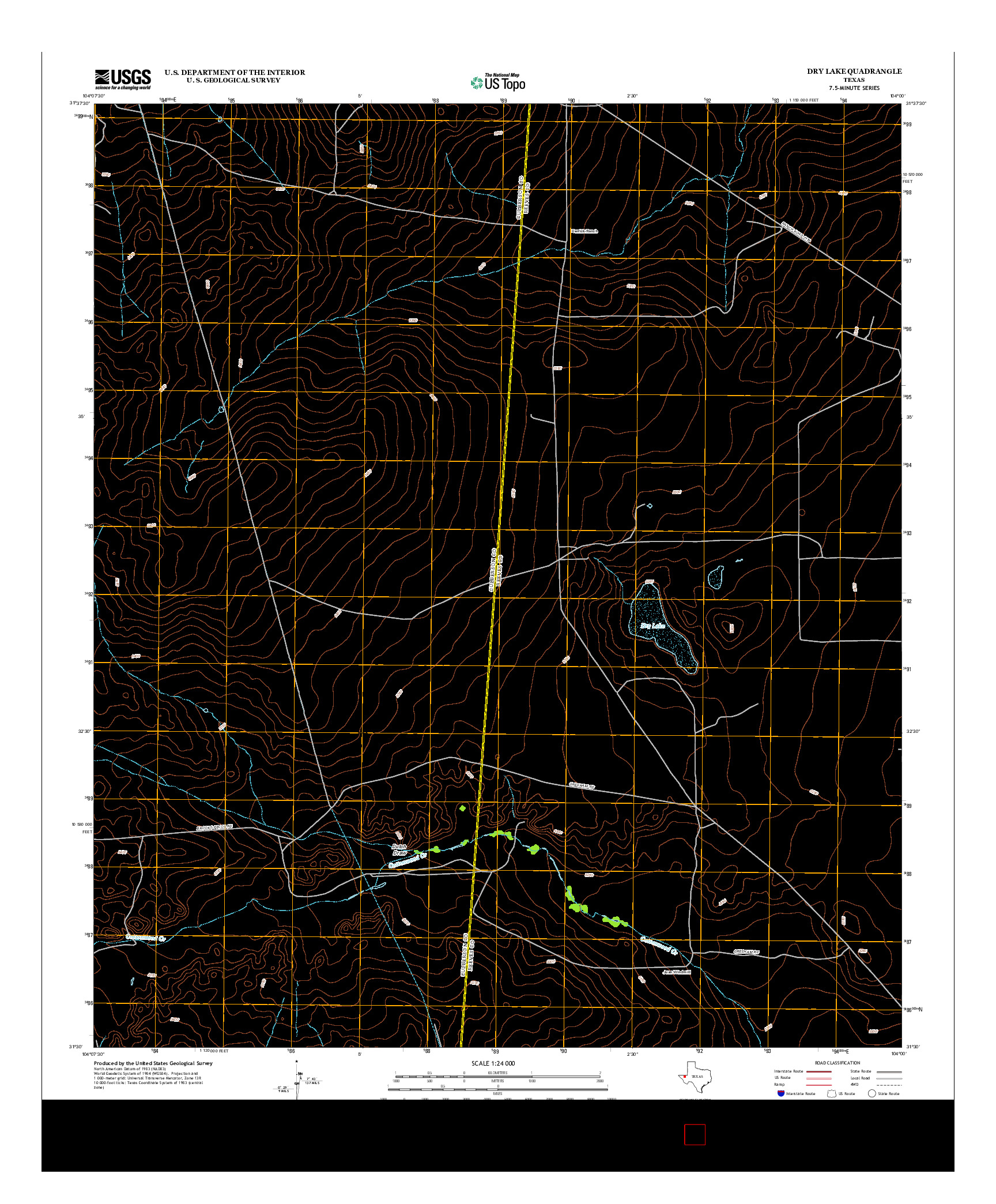 USGS US TOPO 7.5-MINUTE MAP FOR DRY LAKE, TX 2012