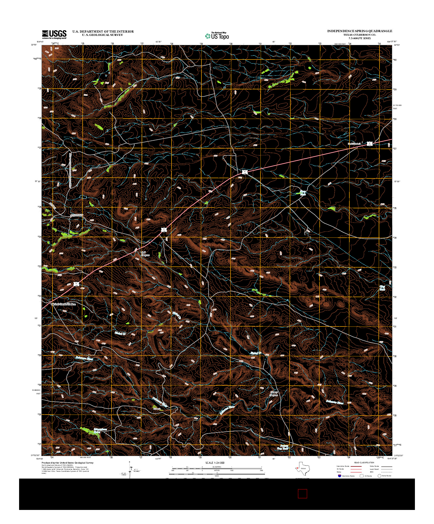 USGS US TOPO 7.5-MINUTE MAP FOR INDEPENDENCE SPRING, TX 2012