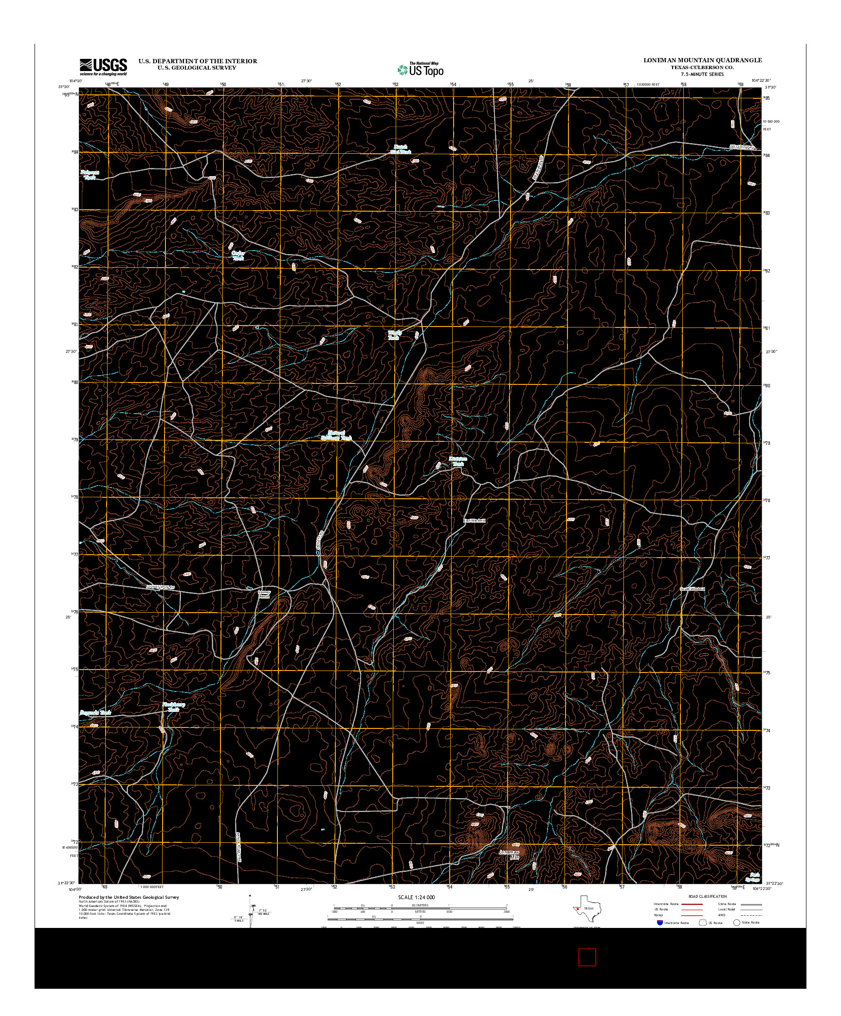 USGS US TOPO 7.5-MINUTE MAP FOR LONEMAN MOUNTAIN, TX 2012