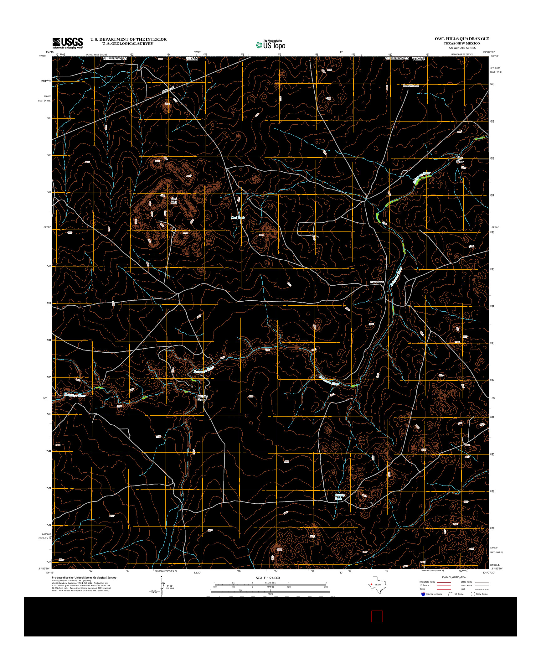 USGS US TOPO 7.5-MINUTE MAP FOR OWL HILLS, TX-NM 2012