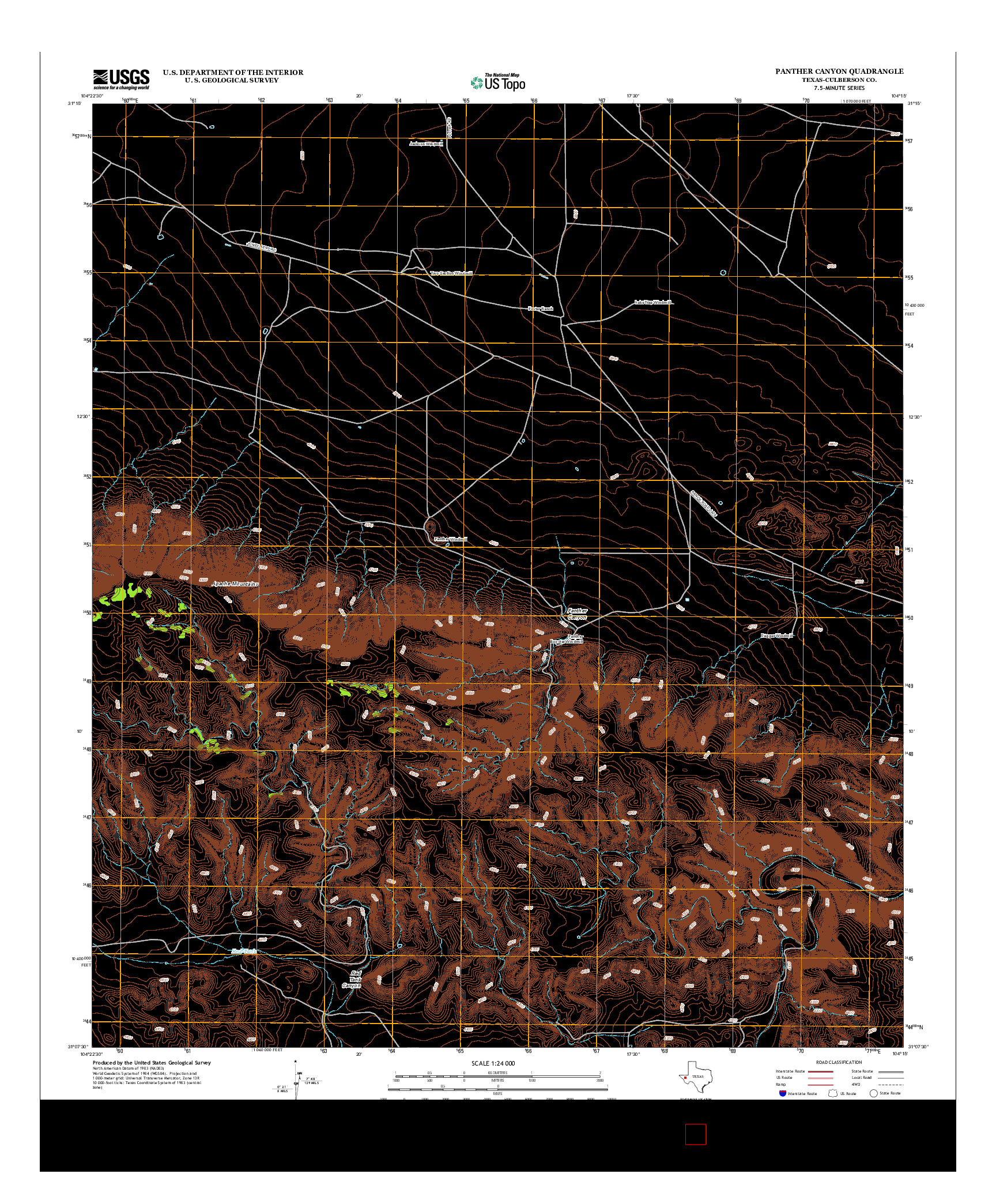 USGS US TOPO 7.5-MINUTE MAP FOR PANTHER CANYON, TX 2012