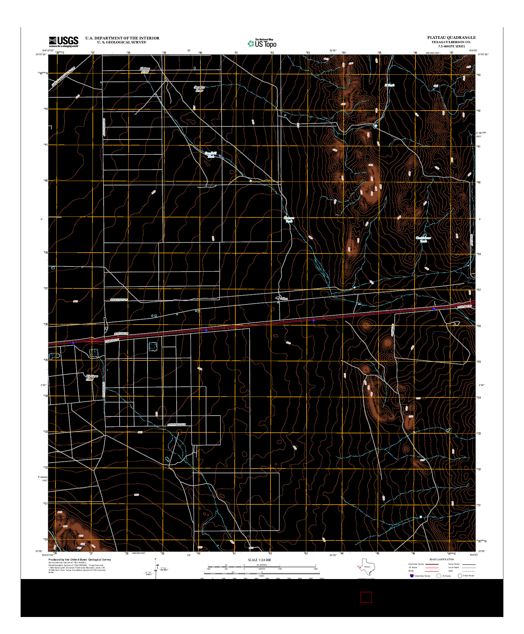 USGS US TOPO 7.5-MINUTE MAP FOR PLATEAU, TX 2012