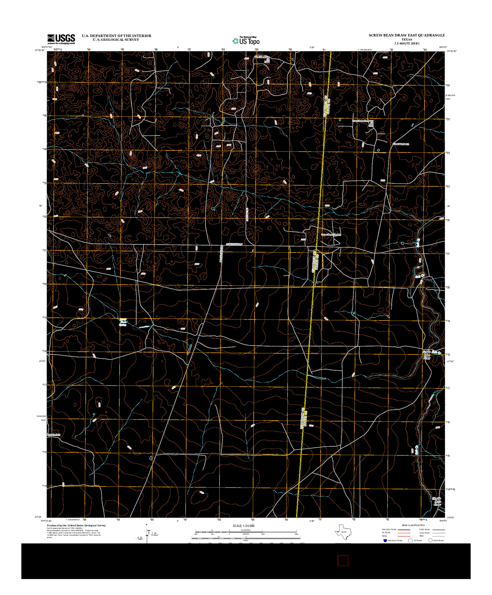 USGS US TOPO 7.5-MINUTE MAP FOR SCREW BEAN DRAW EAST, TX 2012