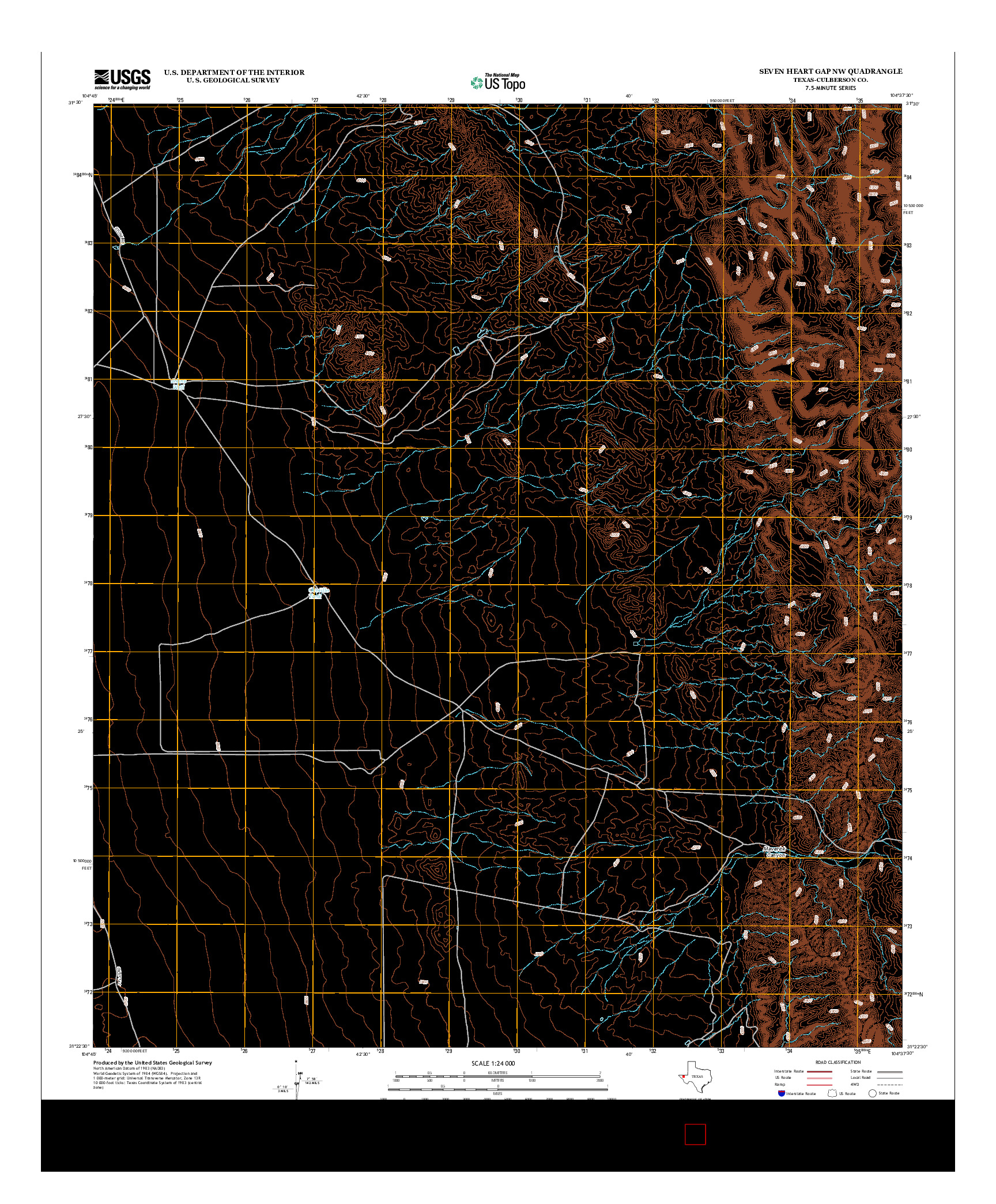 USGS US TOPO 7.5-MINUTE MAP FOR SEVEN HEART GAP NW, TX 2012