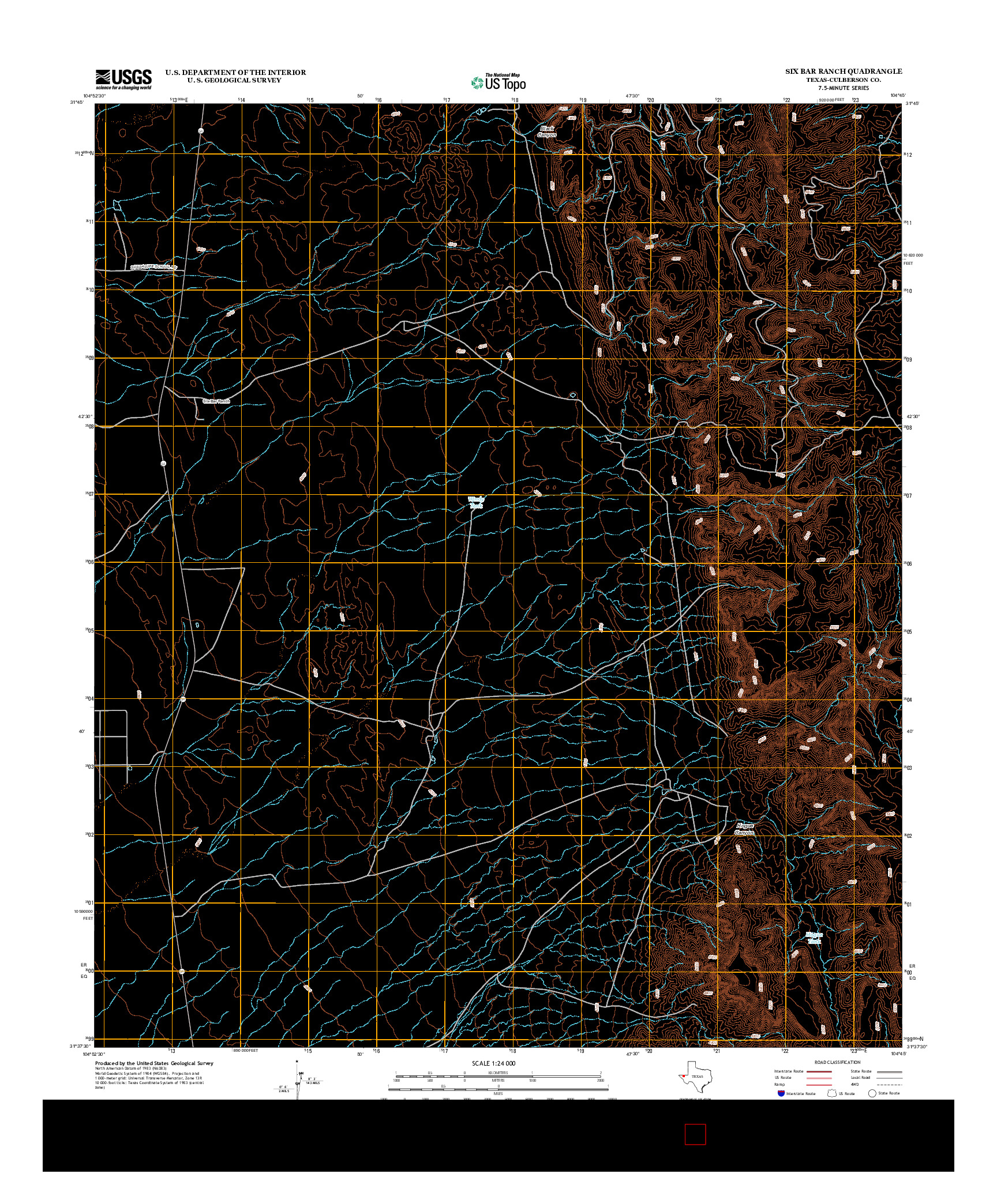 USGS US TOPO 7.5-MINUTE MAP FOR SIX BAR RANCH, TX 2012