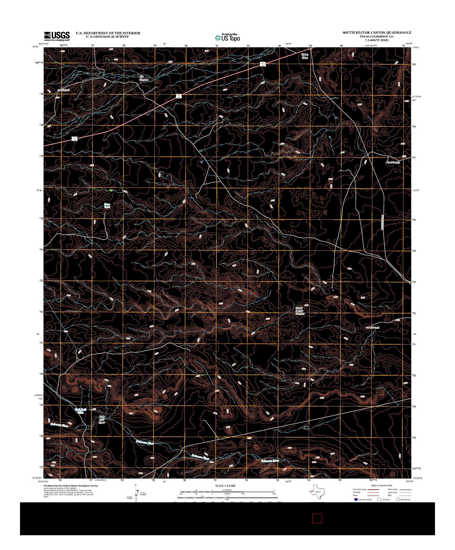 USGS US TOPO 7.5-MINUTE MAP FOR SOUTH RECTOR CANYON, TX 2012