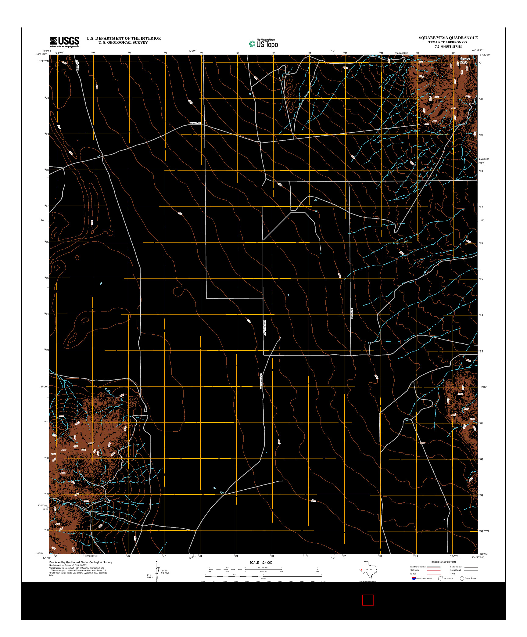 USGS US TOPO 7.5-MINUTE MAP FOR SQUARE MESA, TX 2012