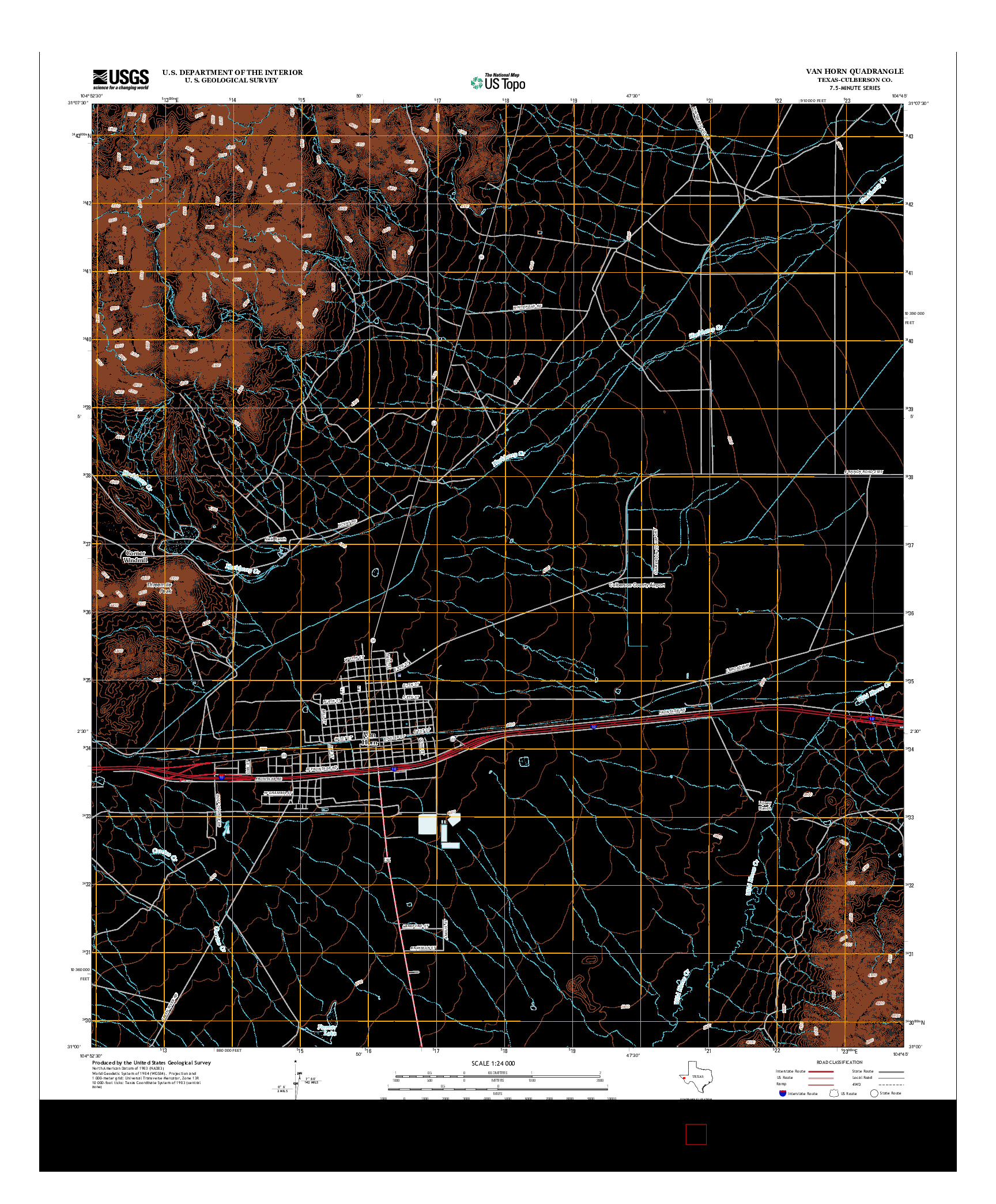 USGS US TOPO 7.5-MINUTE MAP FOR VAN HORN, TX 2012