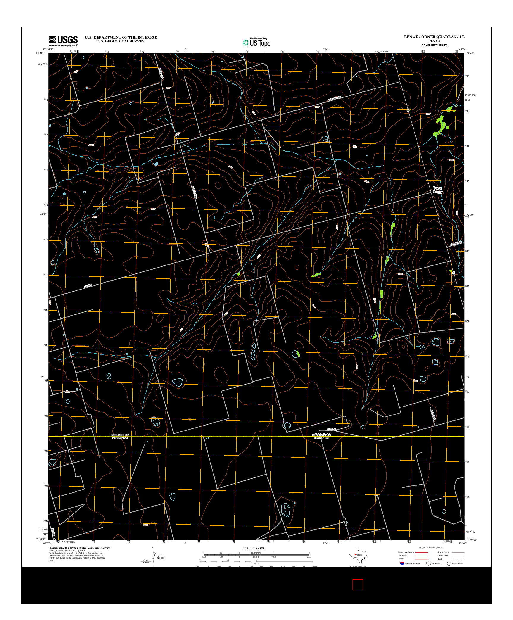 USGS US TOPO 7.5-MINUTE MAP FOR BENGE CORNER, TX 2012