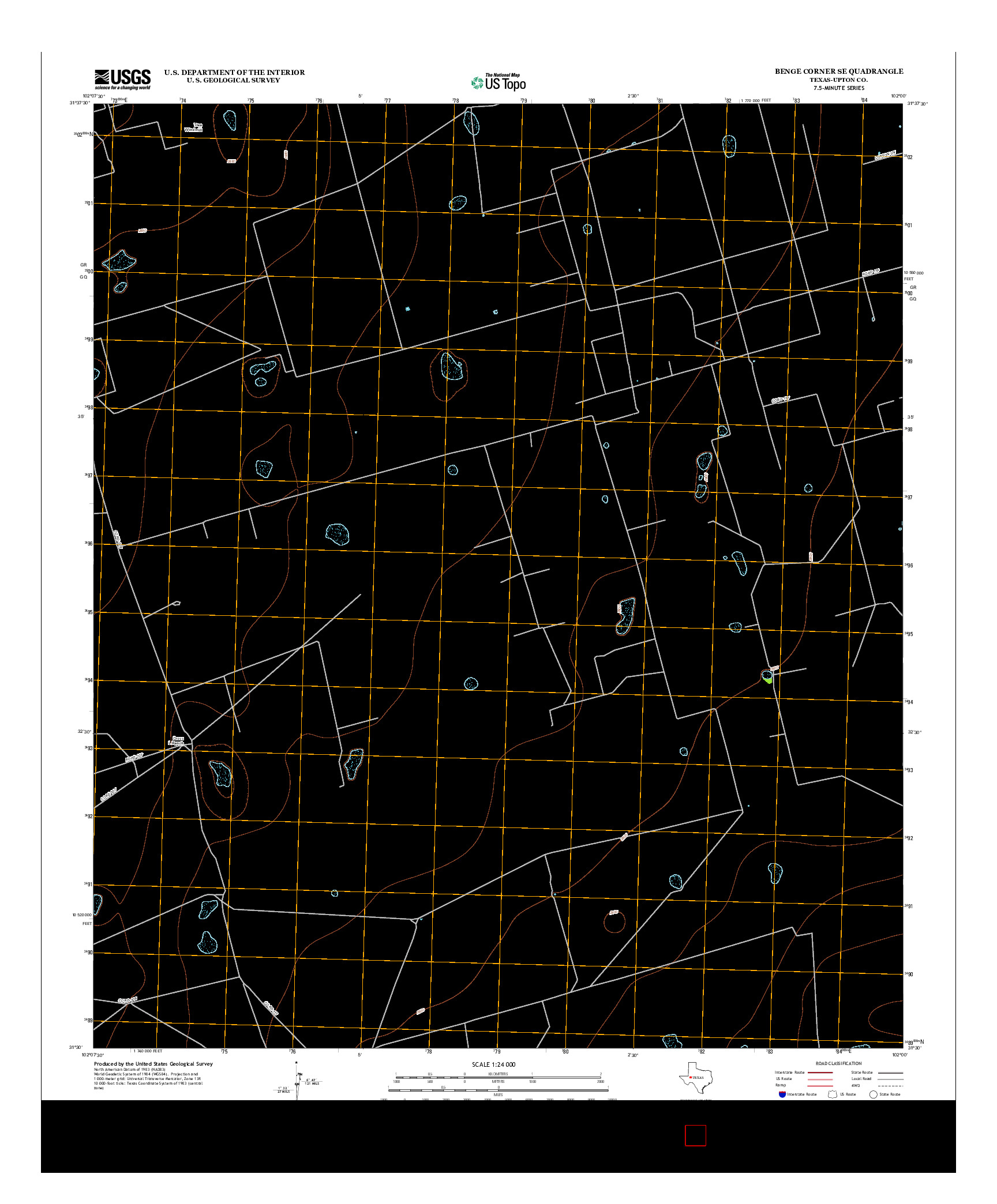 USGS US TOPO 7.5-MINUTE MAP FOR BENGE CORNER SE, TX 2012