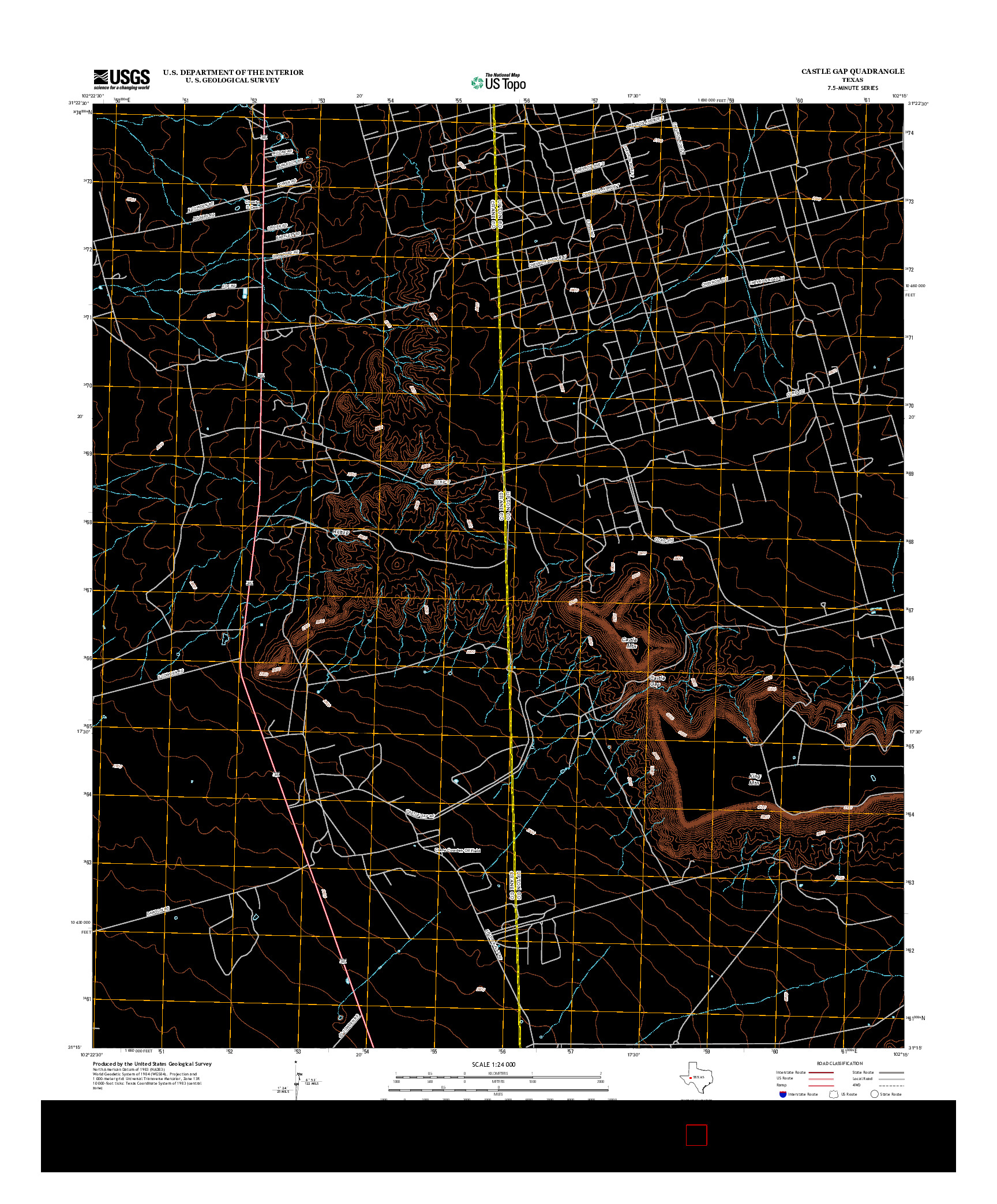 USGS US TOPO 7.5-MINUTE MAP FOR CASTLE GAP, TX 2012