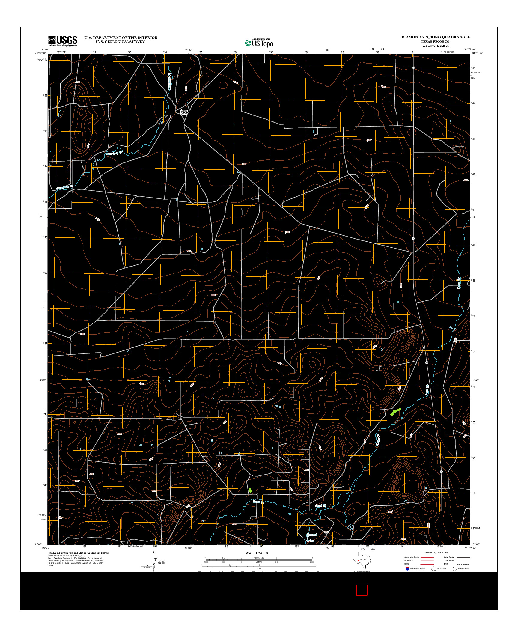 USGS US TOPO 7.5-MINUTE MAP FOR DIAMOND Y SPRING, TX 2012