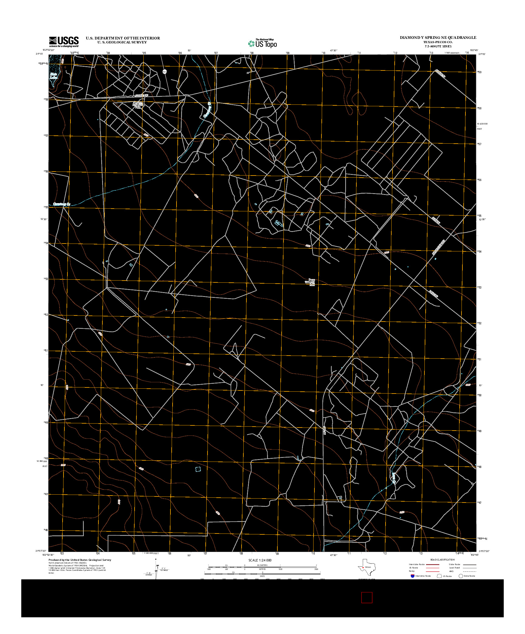 USGS US TOPO 7.5-MINUTE MAP FOR DIAMOND Y SPRING NE, TX 2012