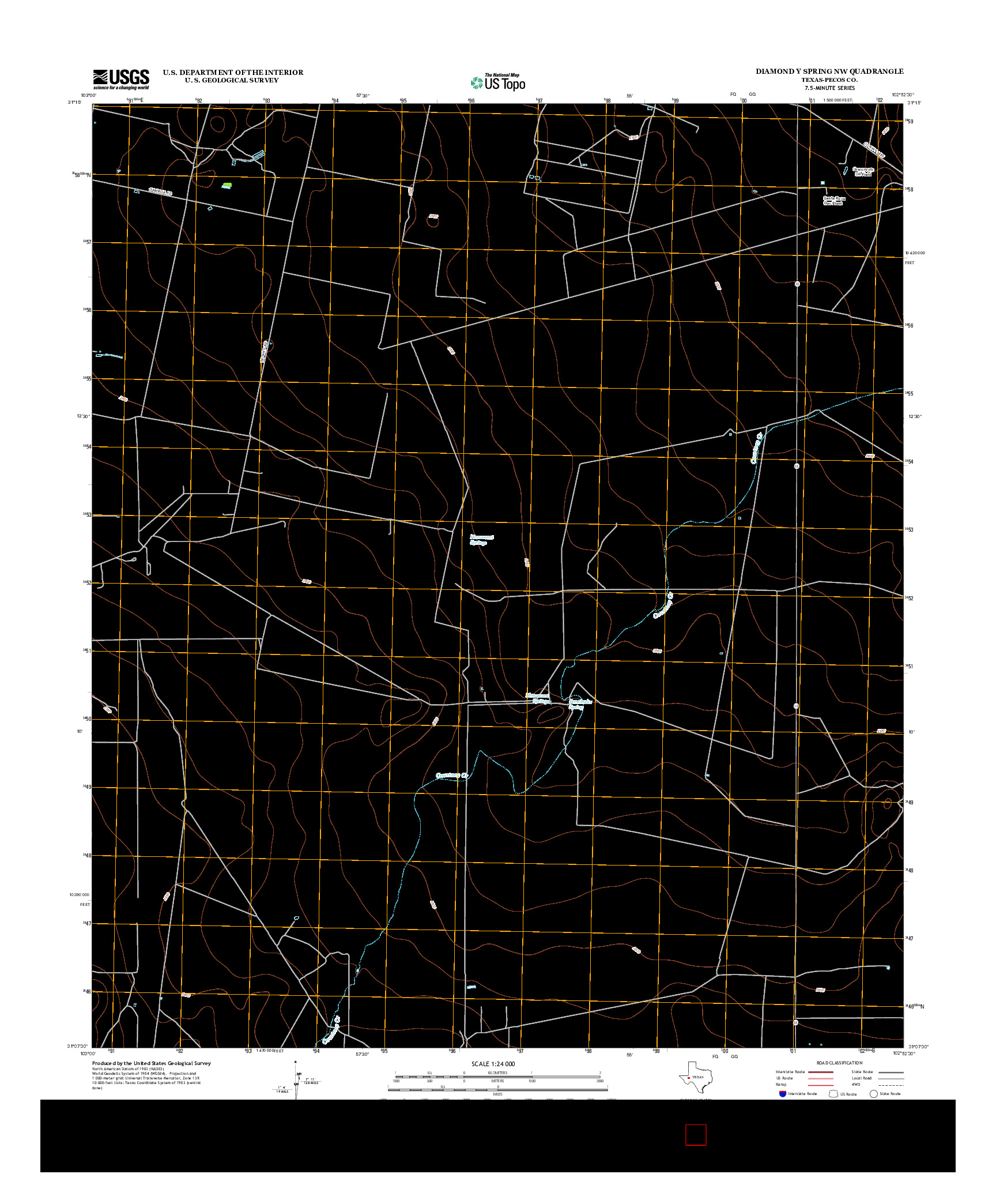 USGS US TOPO 7.5-MINUTE MAP FOR DIAMOND Y SPRING NW, TX 2012