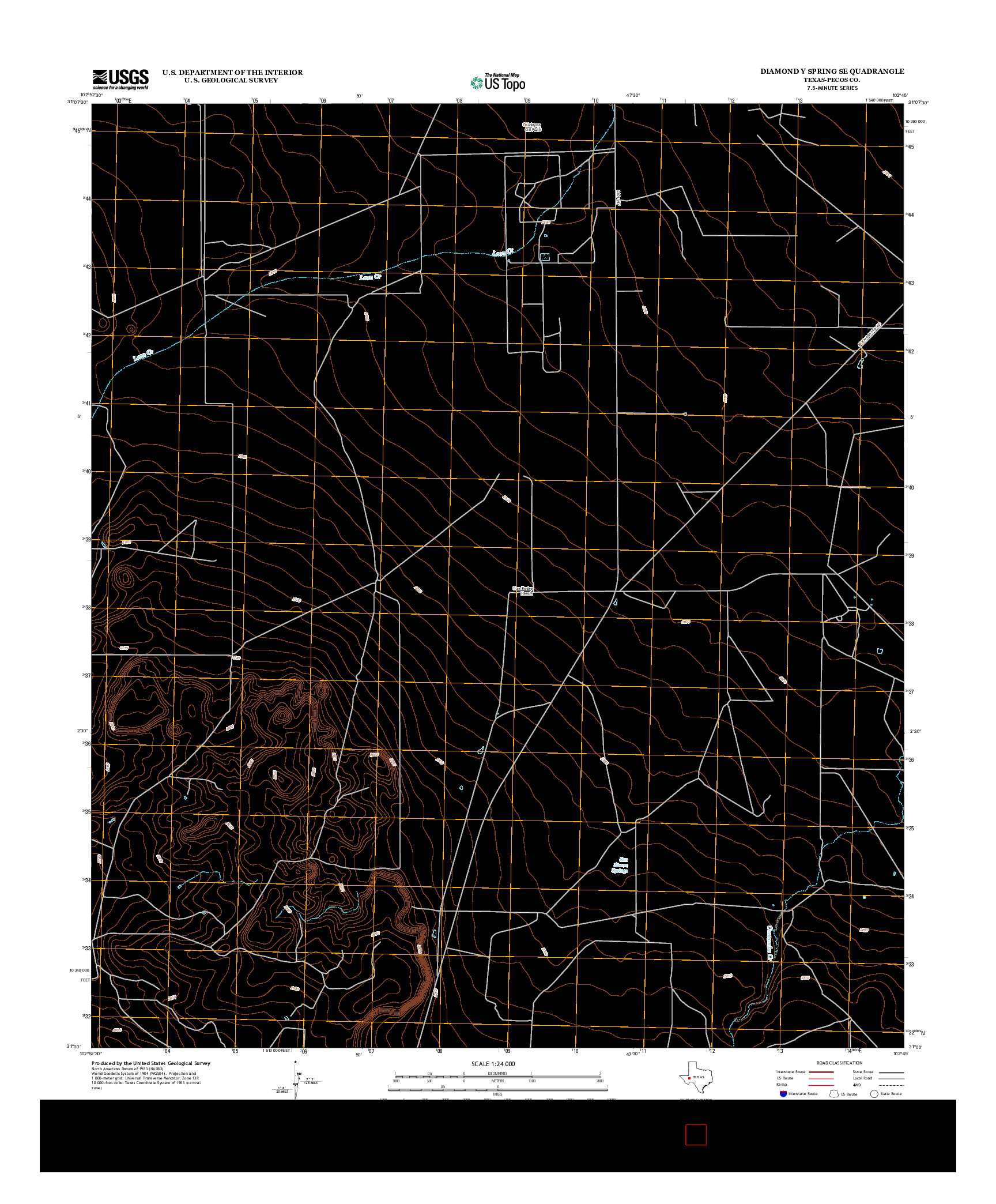 USGS US TOPO 7.5-MINUTE MAP FOR DIAMOND Y SPRING SE, TX 2012