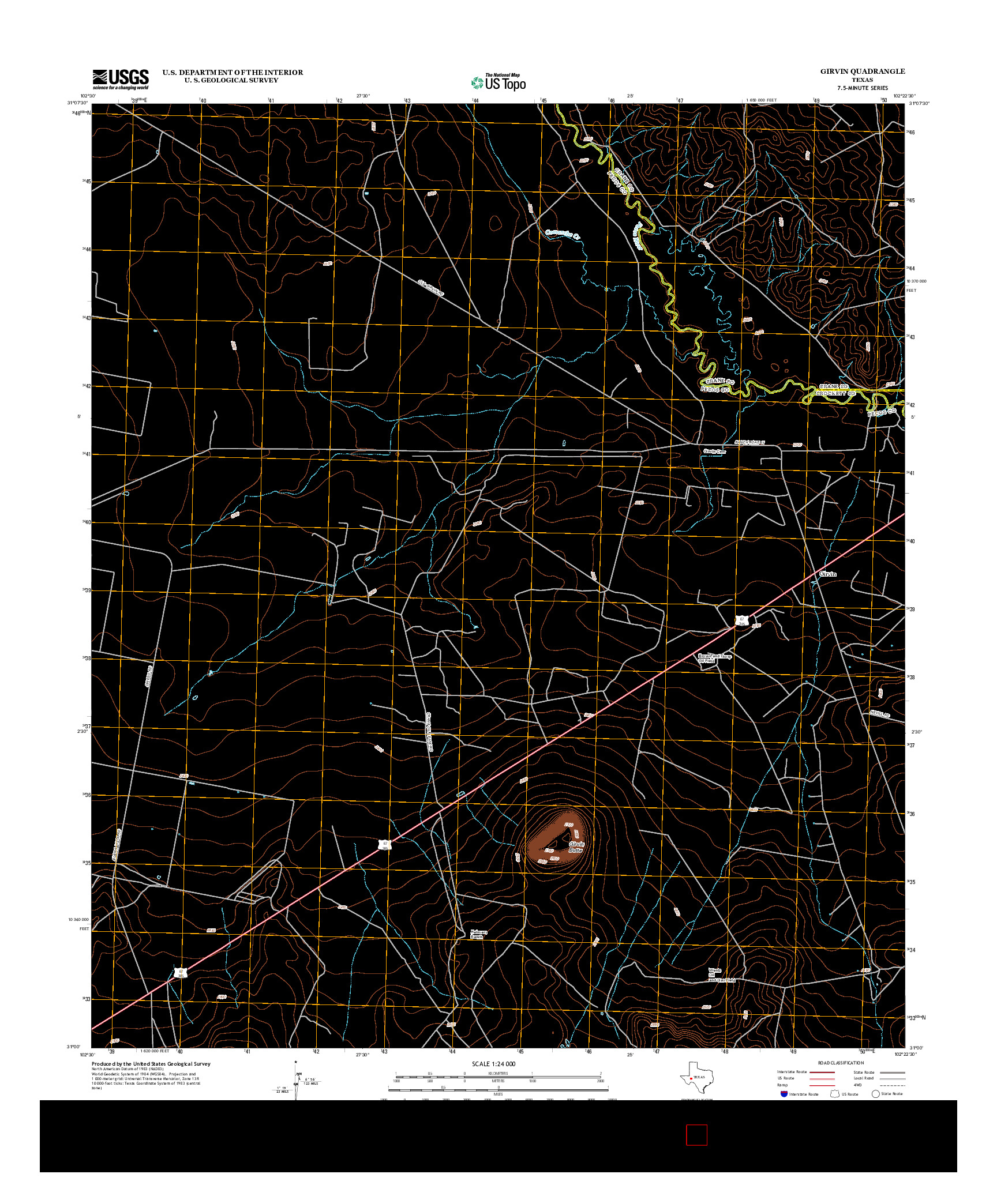 USGS US TOPO 7.5-MINUTE MAP FOR GIRVIN, TX 2012