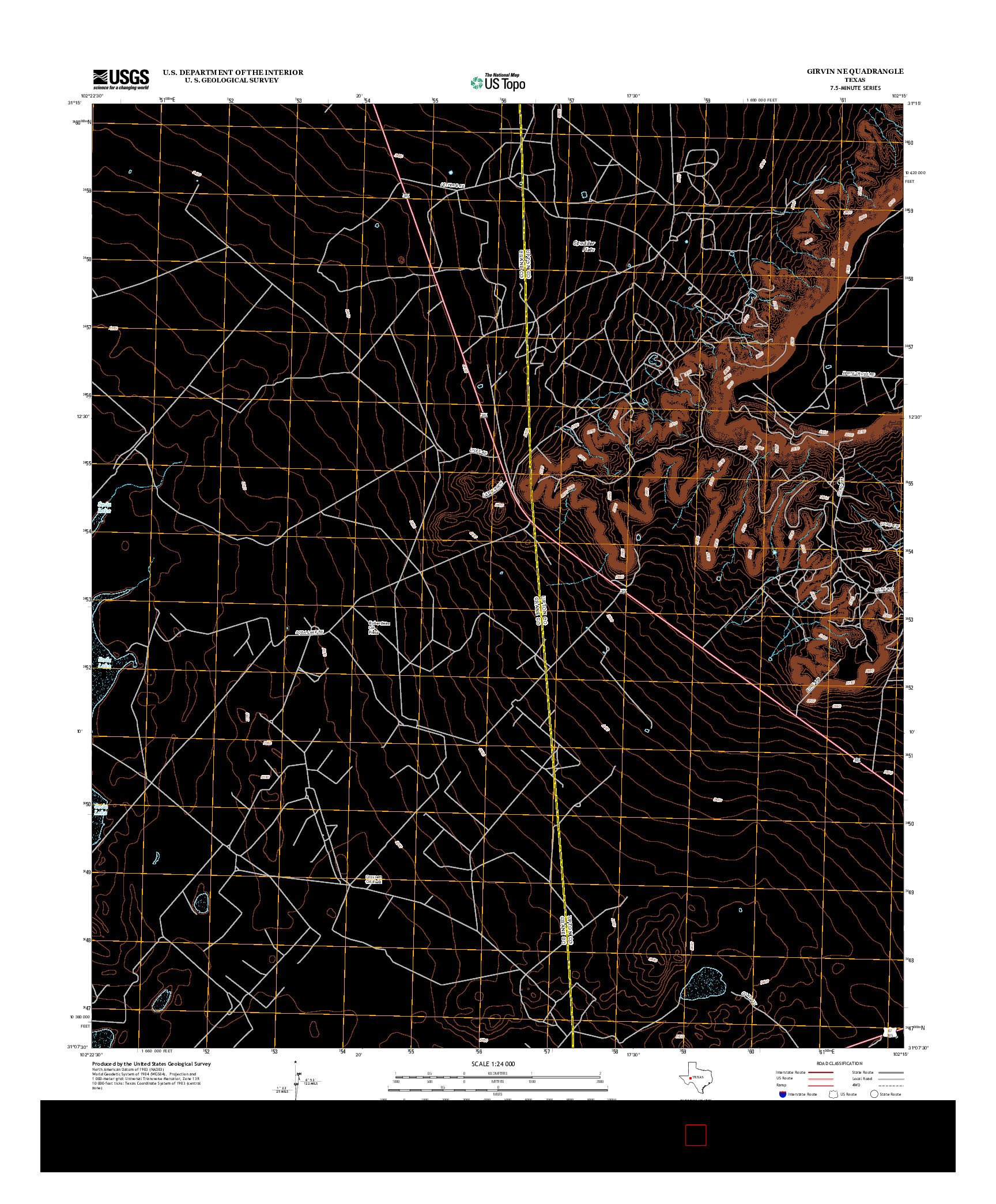 USGS US TOPO 7.5-MINUTE MAP FOR GIRVIN NE, TX 2012