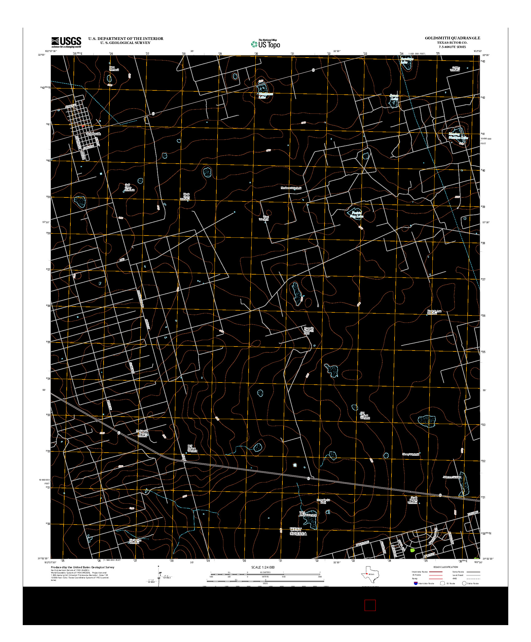 USGS US TOPO 7.5-MINUTE MAP FOR GOLDSMITH, TX 2012