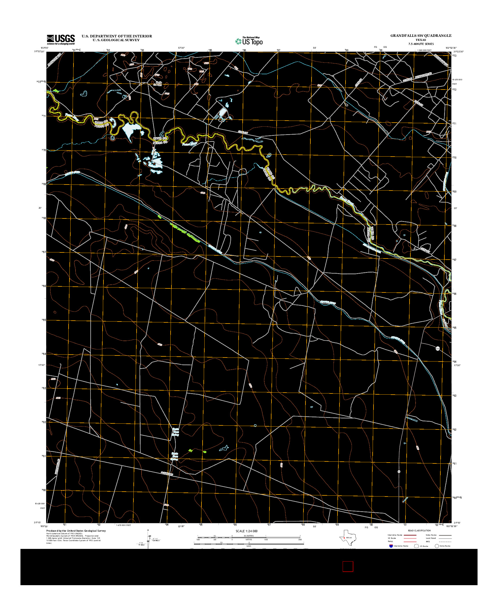 USGS US TOPO 7.5-MINUTE MAP FOR GRANDFALLS SW, TX 2012