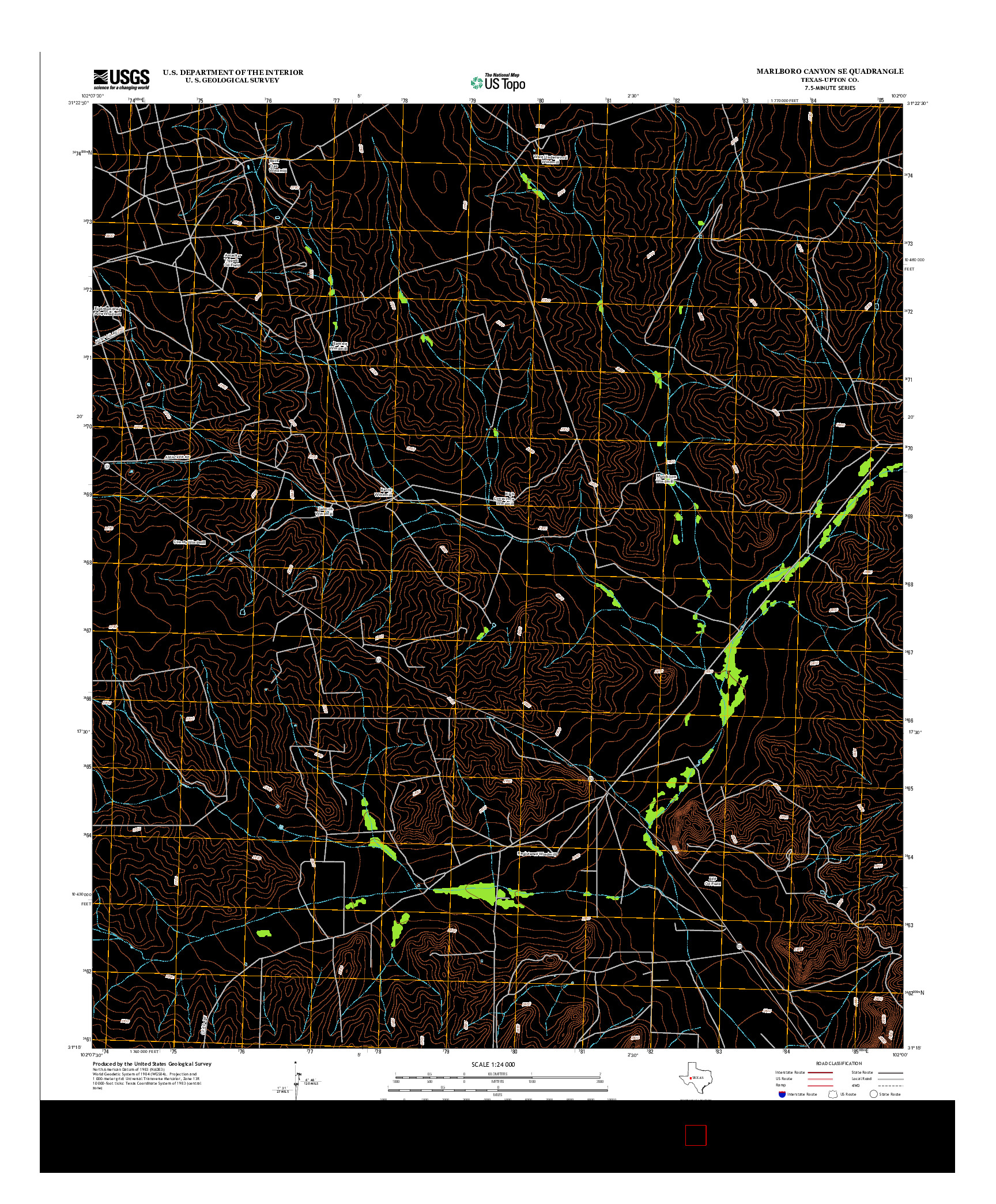 USGS US TOPO 7.5-MINUTE MAP FOR MARLBORO CANYON SE, TX 2012