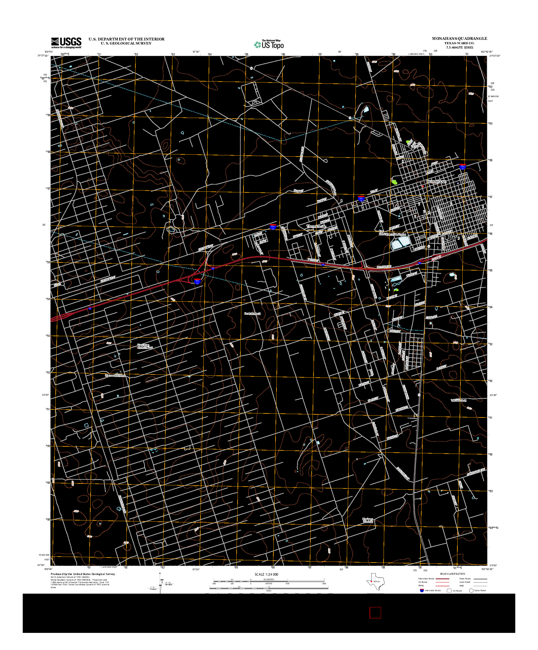 USGS US TOPO 7.5-MINUTE MAP FOR MONAHANS, TX 2012