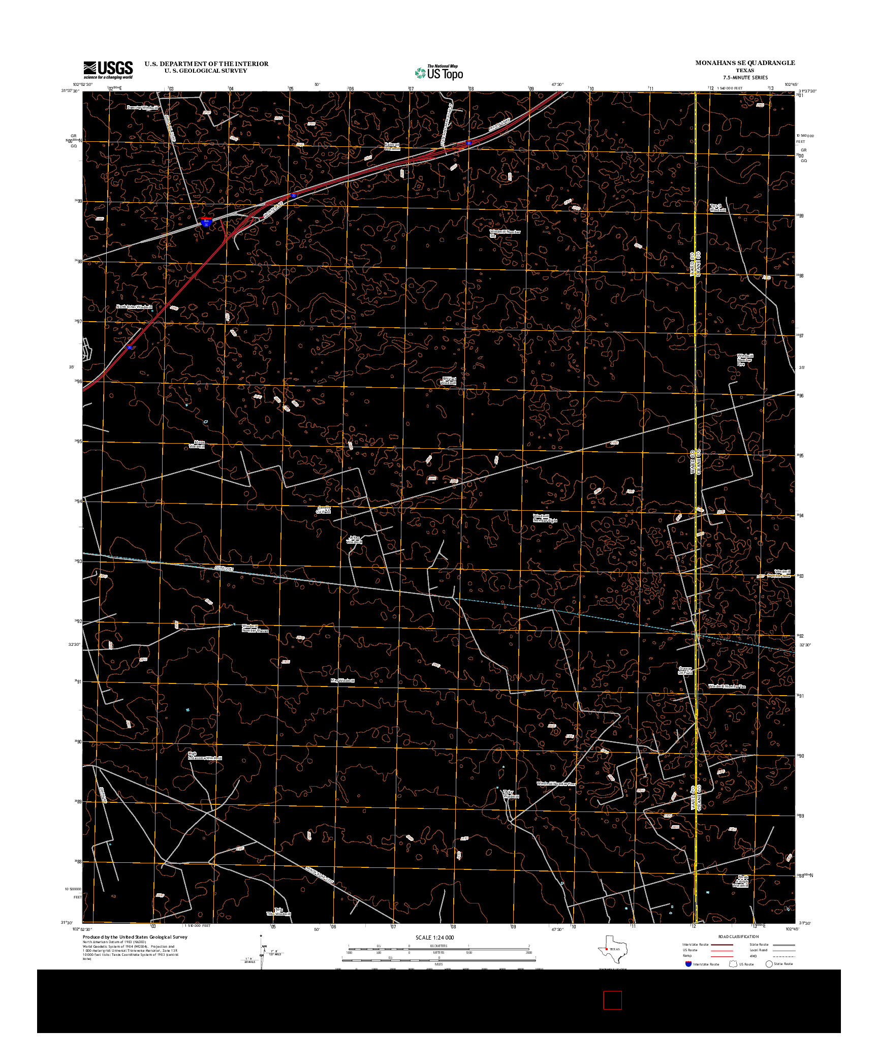 USGS US TOPO 7.5-MINUTE MAP FOR MONAHANS SE, TX 2012