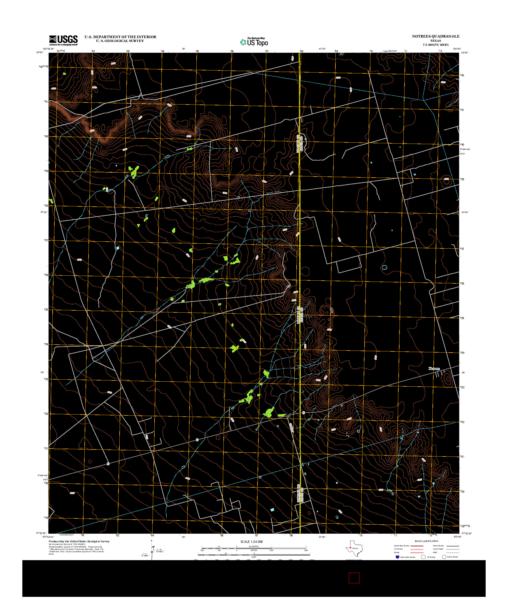 USGS US TOPO 7.5-MINUTE MAP FOR NOTREES, TX 2012