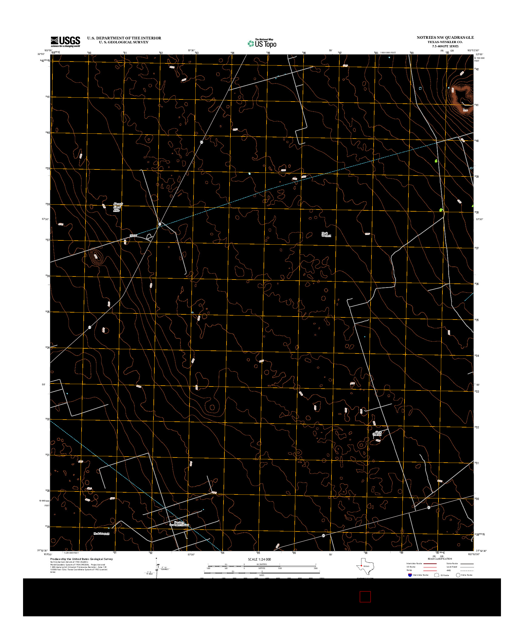 USGS US TOPO 7.5-MINUTE MAP FOR NOTREES NW, TX 2012