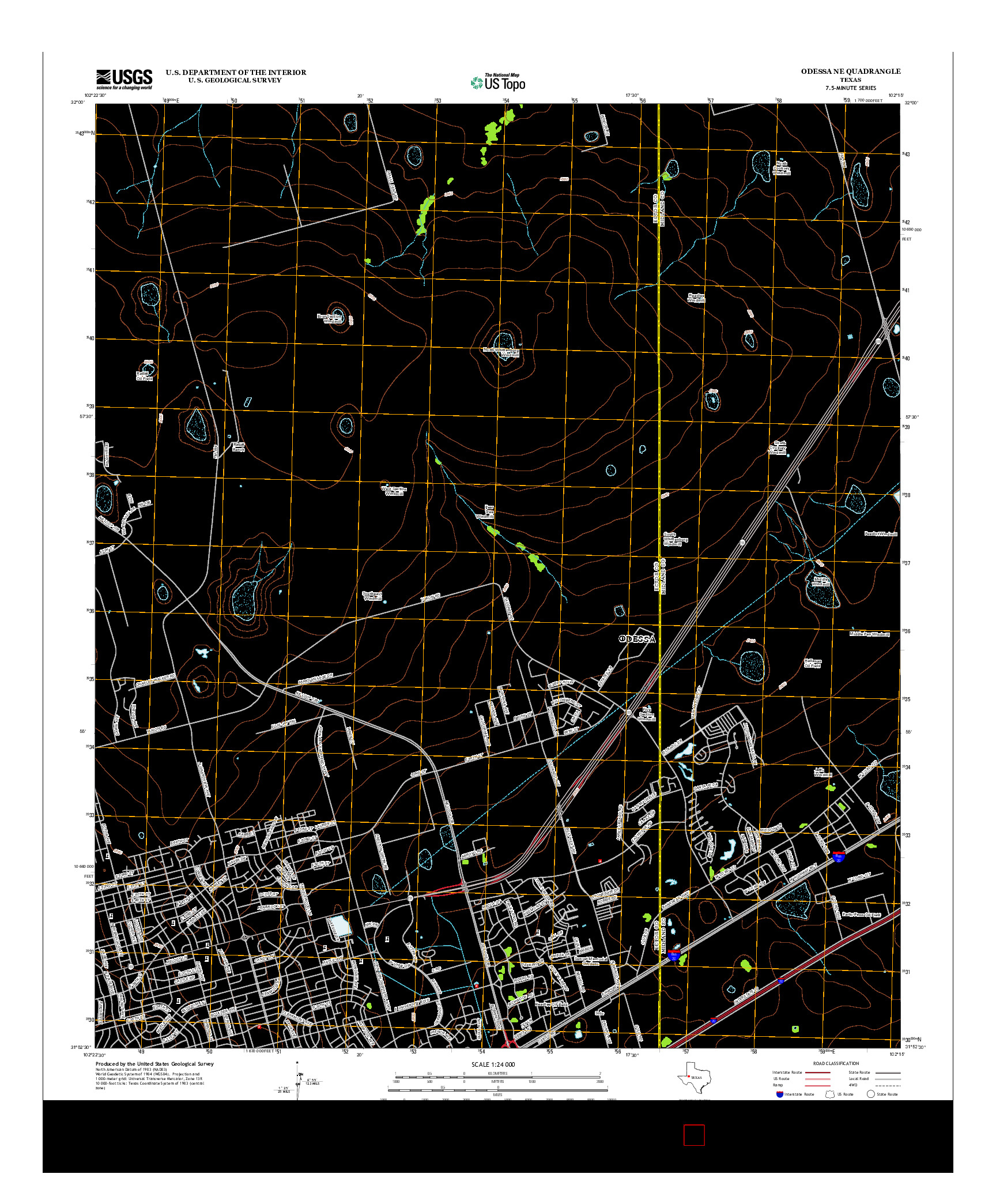 USGS US TOPO 7.5-MINUTE MAP FOR ODESSA NE, TX 2012