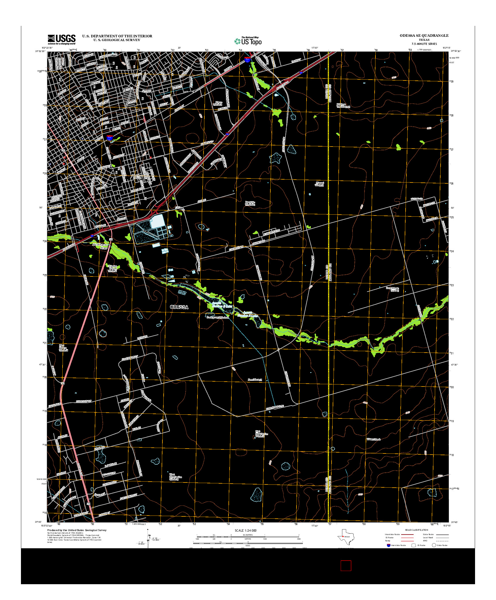 USGS US TOPO 7.5-MINUTE MAP FOR ODESSA SE, TX 2012