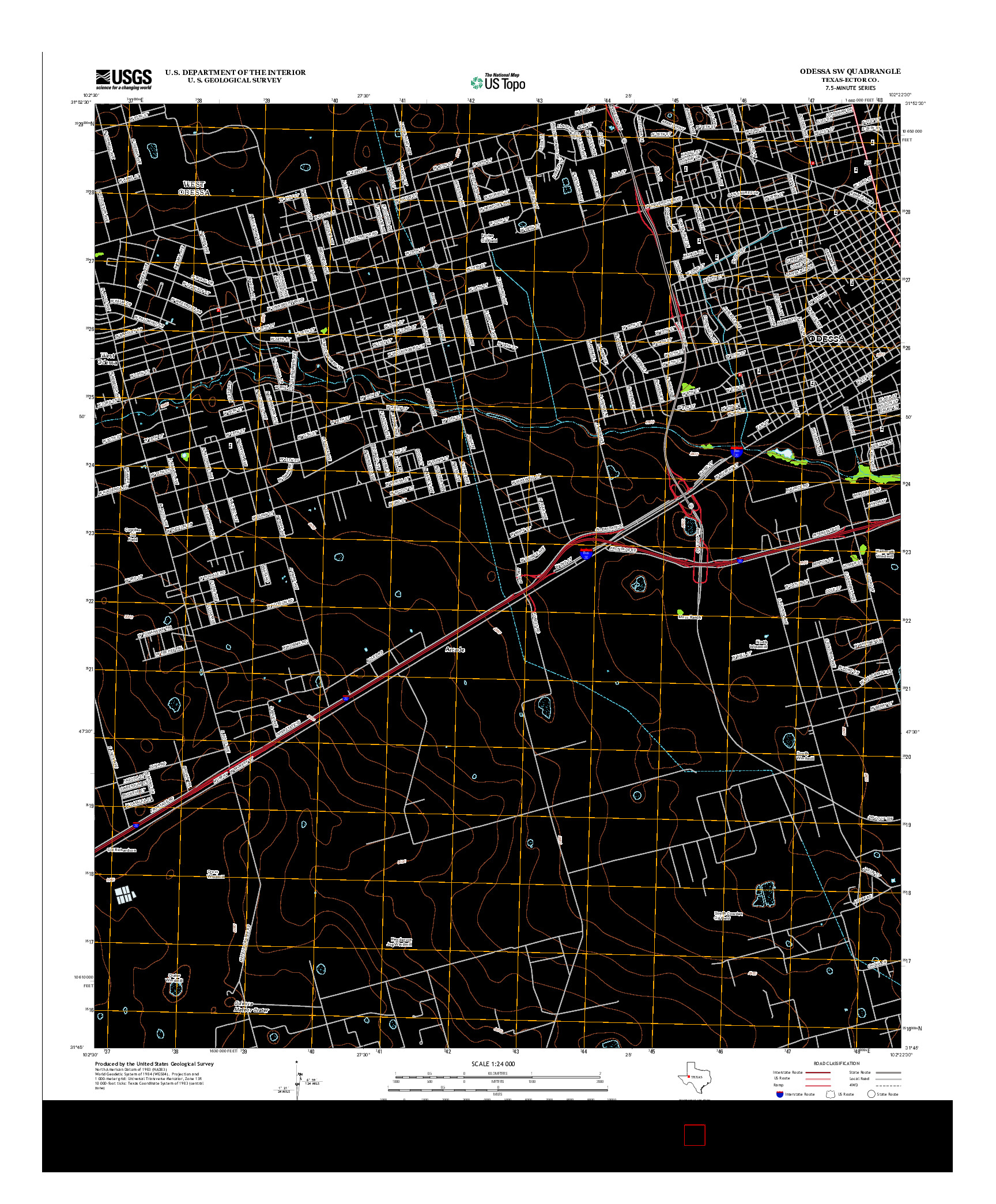 USGS US TOPO 7.5-MINUTE MAP FOR ODESSA SW, TX 2012