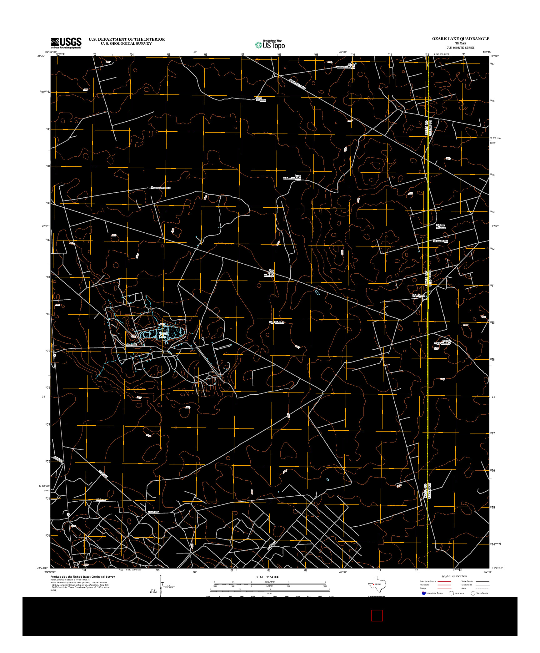 USGS US TOPO 7.5-MINUTE MAP FOR OZARK LAKE, TX 2012